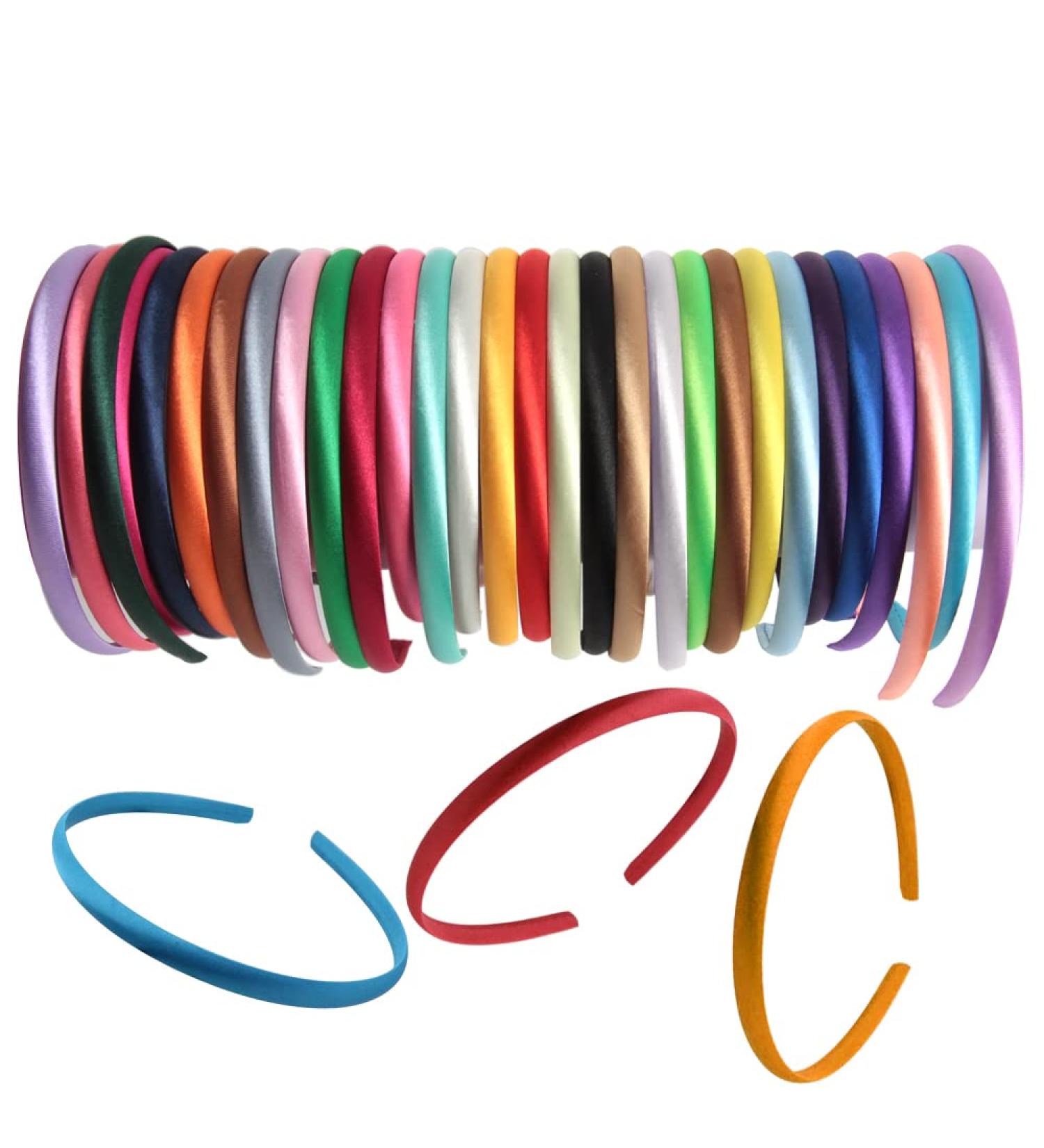 HAPY SHOP 30-Piece 1cm Girl Satin Ribbon Covered Headbands - 36cm Circle Size - Multicolor Hair Accessories - Buy Online on GoSupps.com