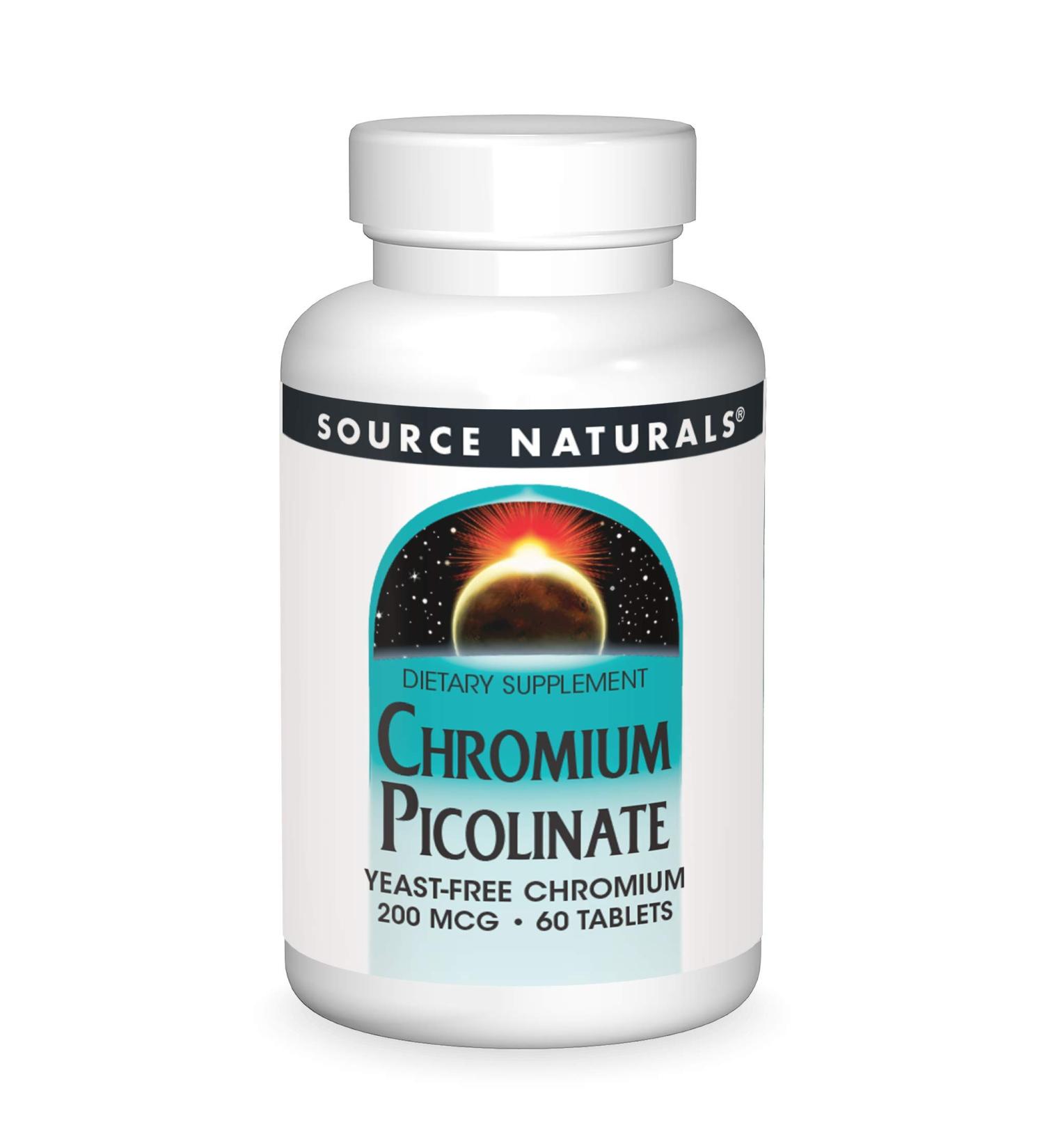 Chromium Picolinate 200mcg Yeast Free Tablets - Source Naturals Inc. - 60 Count - Buy Online on GoSupps.com
