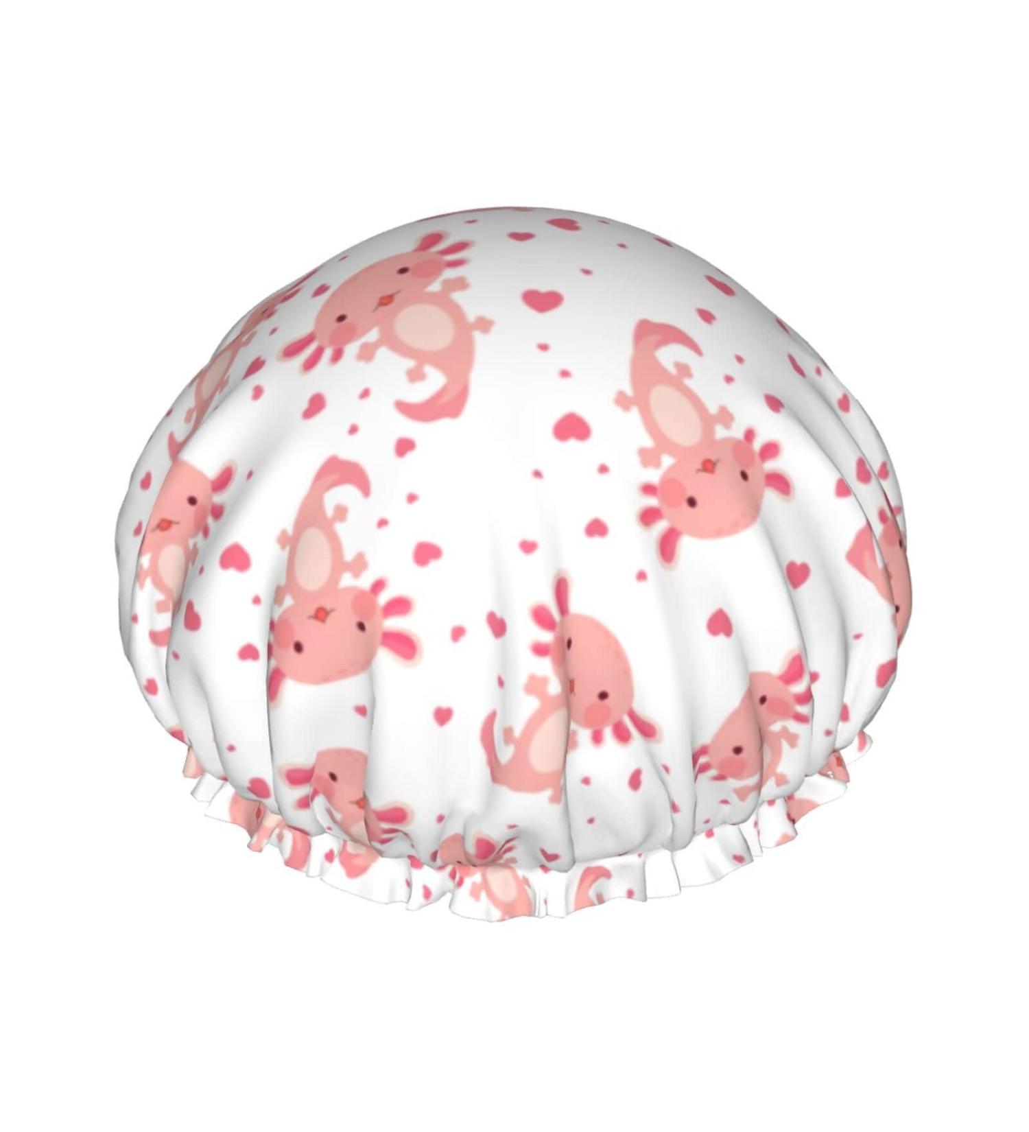 Reusable Axolotl Shower Cap for Women and Kids - Double Layer Waterproof Hair Protector - 1 Pack - Buy Online on GoSupps.com