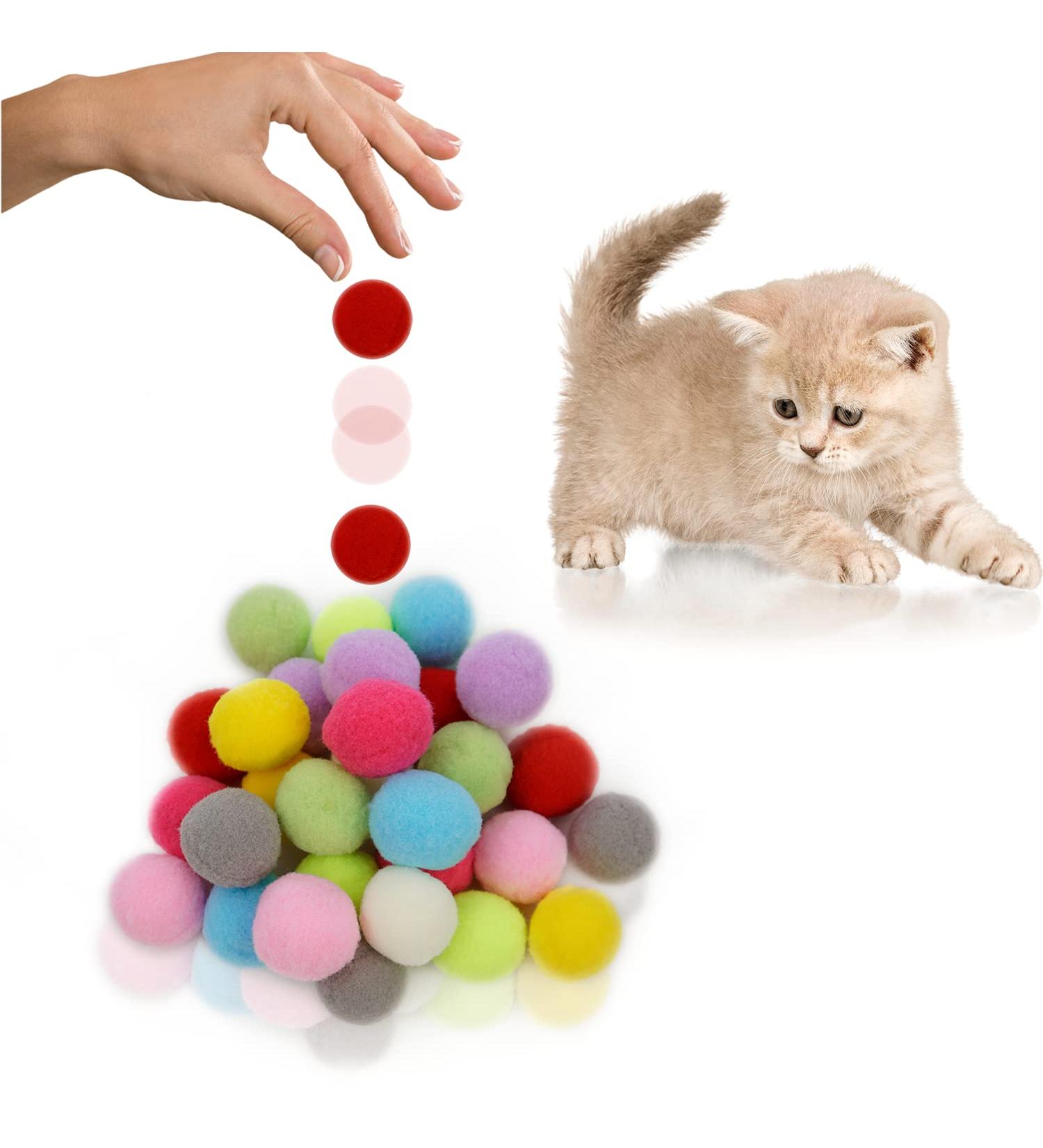 FUPUSUN 30pcs Soft Cat Toy Balls for Indoor Cats - Interactive and Quiet Pom Pom Toys for Kittens - 3CM Diameter - Buy Online on GoSupps.com