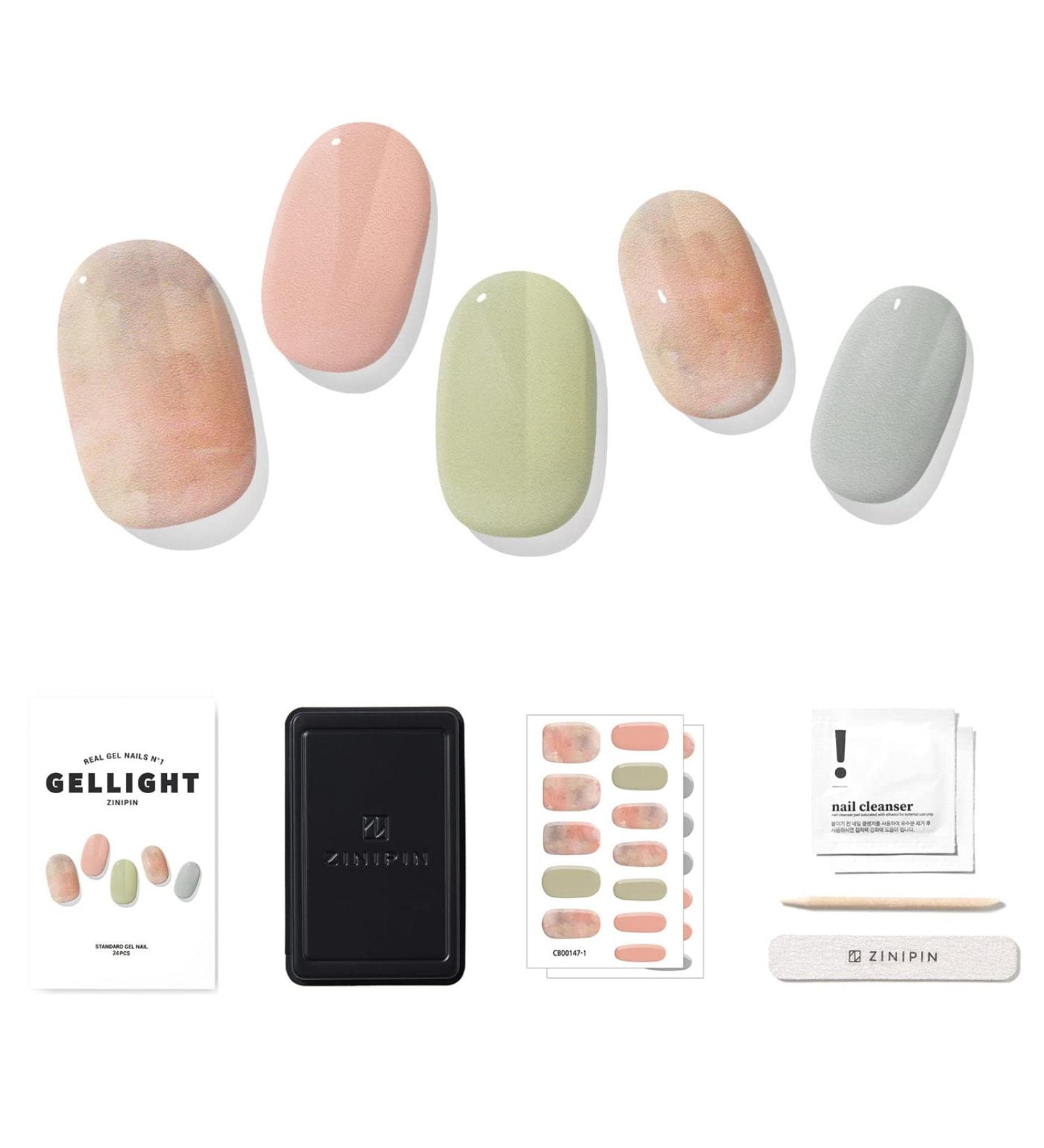 Zinipin Gellight Semi-Cured Gel Nail Strips | 24 Nail Wraps | Includes Nail Wipes Cuticle Stick & Nail File (My Palette) - Buy Online on GoSupps.com