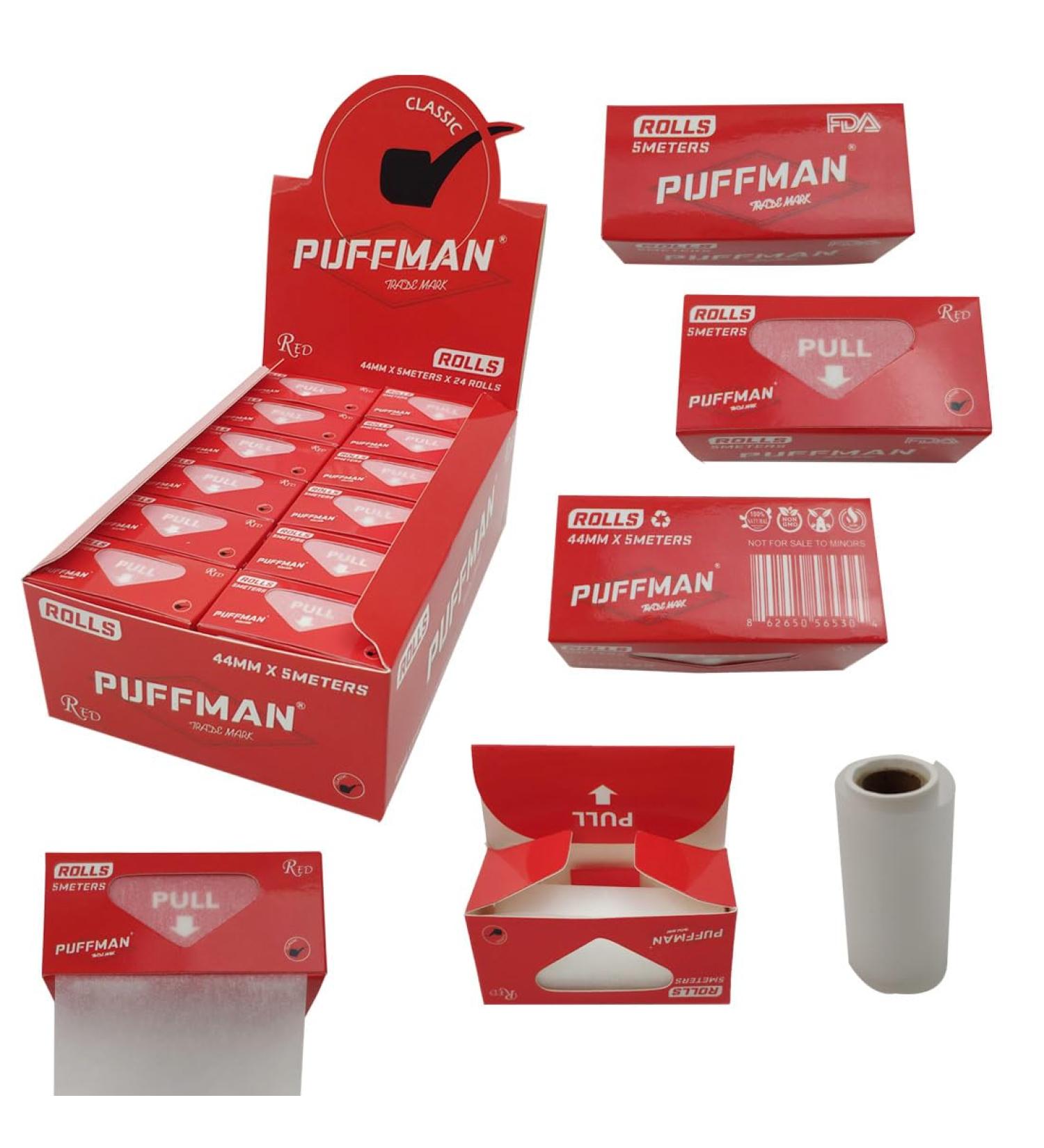 Puffman Rolls - White Rice Paper 5m x 44mm (Box of 24 Rolls) - Buy Online on GoSupps.com
