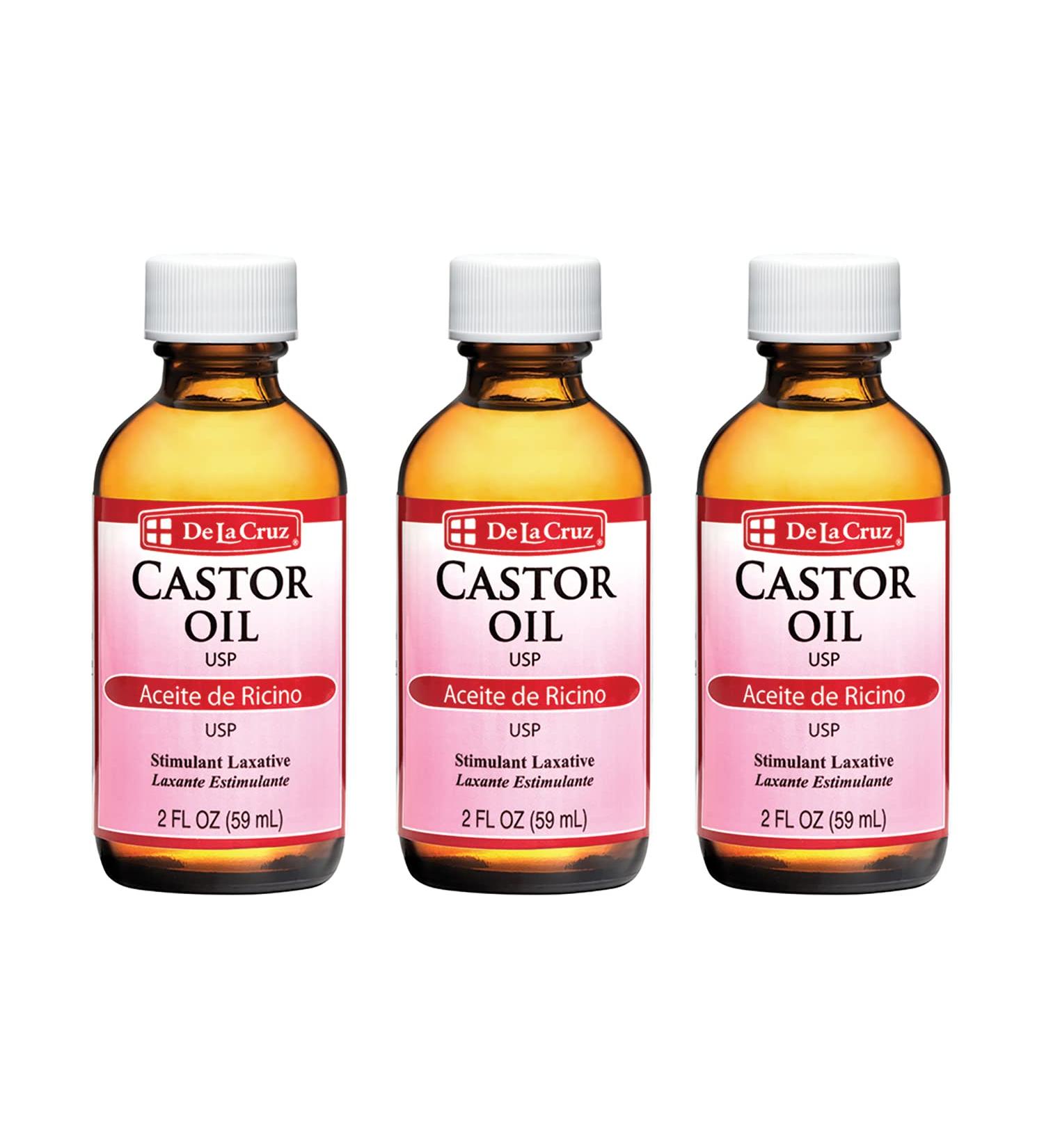 De La Cruz Castor Oil - 100% Pure USP Grade for Hair Skin Eyelashes & Eyebrows - 3 Glass Bottles (2 FL Oz - Buy Online on GoSupps.com