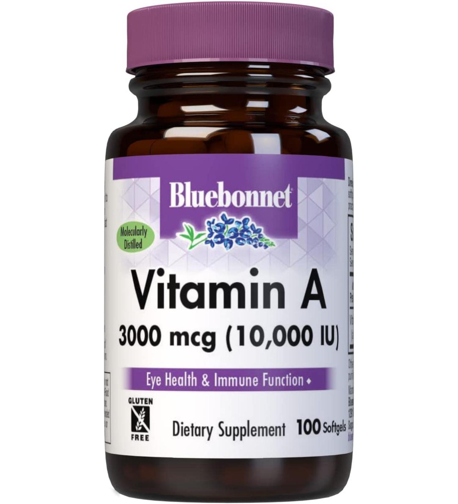 Bluebonnet Nutrition Vitamin A 100 Softgels - Immune Support & Eye Health - Buy Online on GoSupps.com