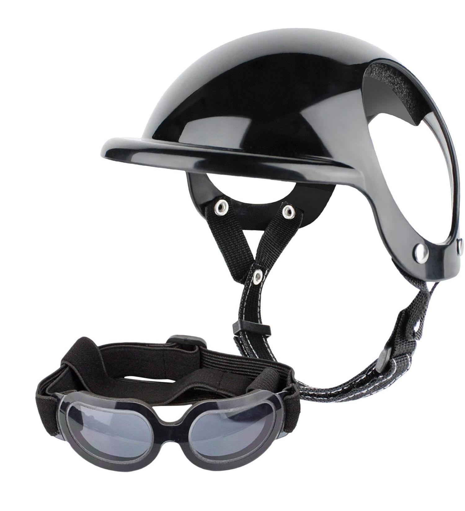 Dog Helmet And Goggles Set Pet Helmet And Goggles For Dogs Dog Sunglasses Adjustable Dog Hats Head Guard For Small Medium And Large Dogs S//L S code sports helmet +02 black - Buy Online on GoSupps.com