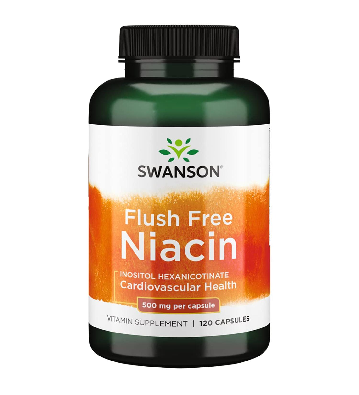 Swanson Flush Free Niacin 500mg - 120 Capsules | Non-Flushing Vitamin B3 Supplement - Buy Online on GoSupps.com