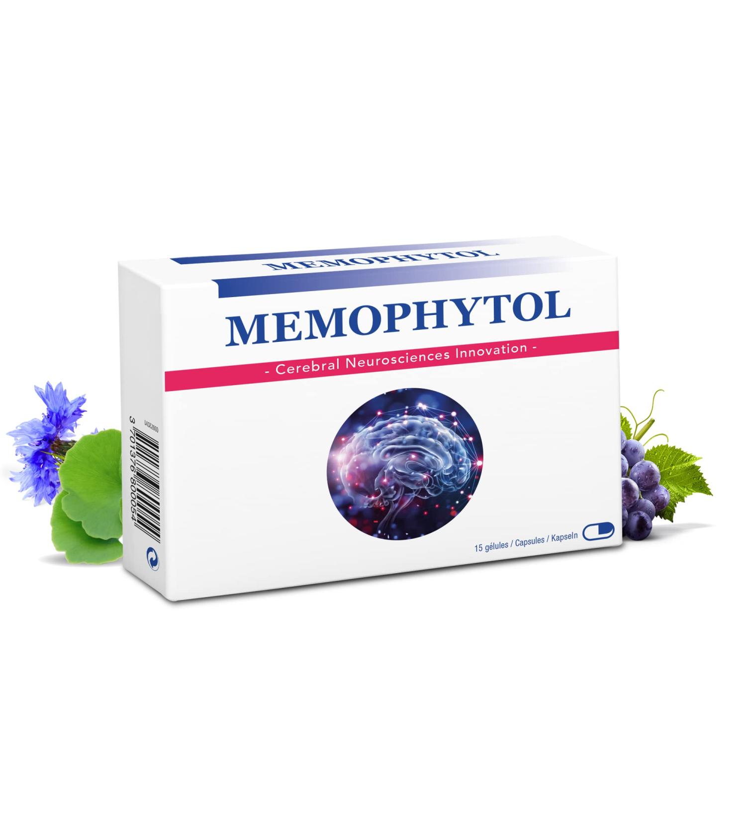 Memophytol - Food Supplement Memory and Concentration - Brain Focus Attention - Grape Blueberry Ginkgo Biloba Bacopa Vitamins - Buy Online on GoSupps.com