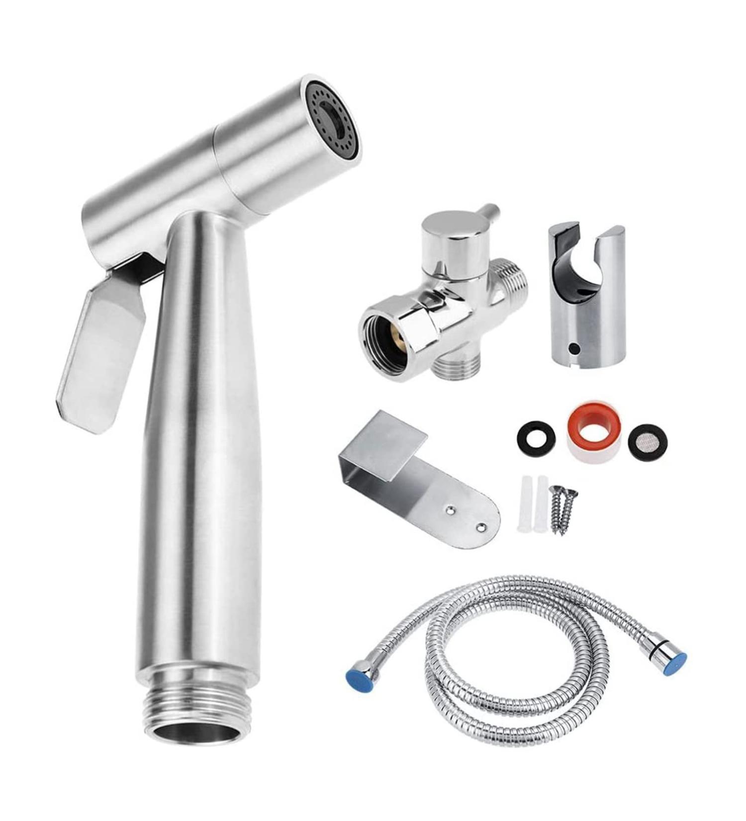 Premium Stainless Steel Handheld Toilet Bidet Sprayer | Ultimate Bathroom Shower Water Spray Head Set - Buy Online on GoSupps.com