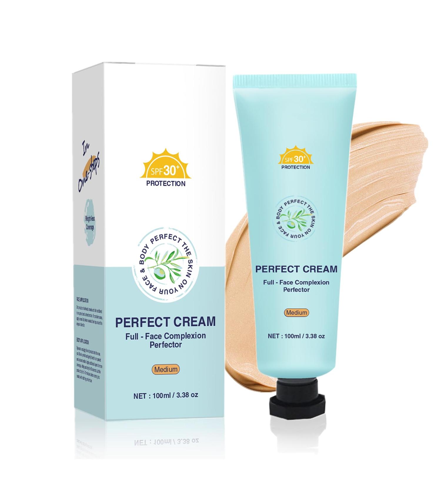 All-Over Complexion Perfector CC Cream Long-Lasting Waterproof Foundation Transfer-Resistant Skin Tint & Full Coverage Concealer Hydrating Shimmery Glow for Face & Body (Medium) - Buy Online on GoSupps.com