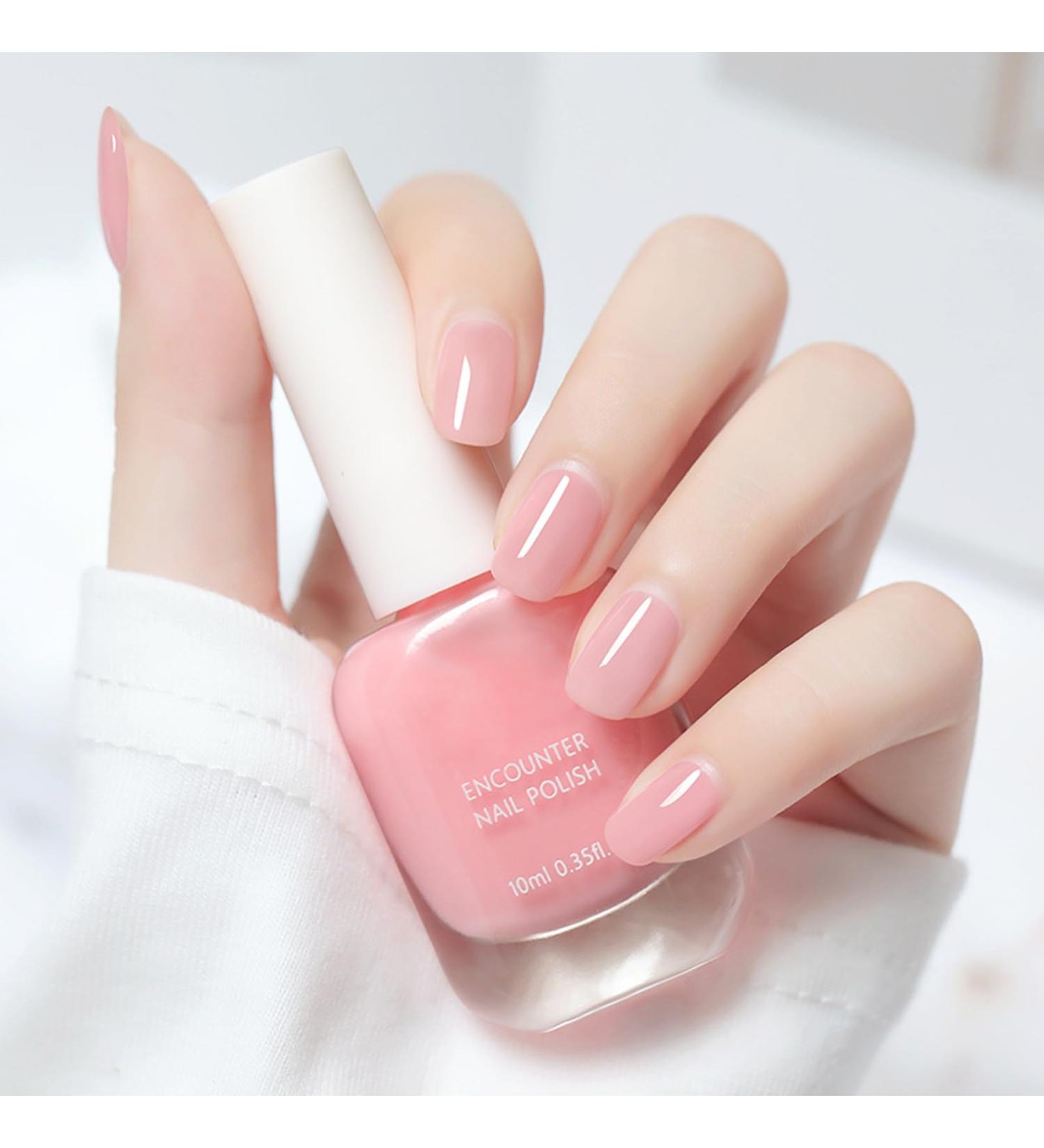 Pink Nail Polish Light Pink Nail Varnish Long Lasting & Chip Resistant Nail Polish Highly Pigmented Baby Pink Nail Gel Quick Dry Nail Polish for Art Manicure DIY at Home - Buy Online on GoSupps.com
