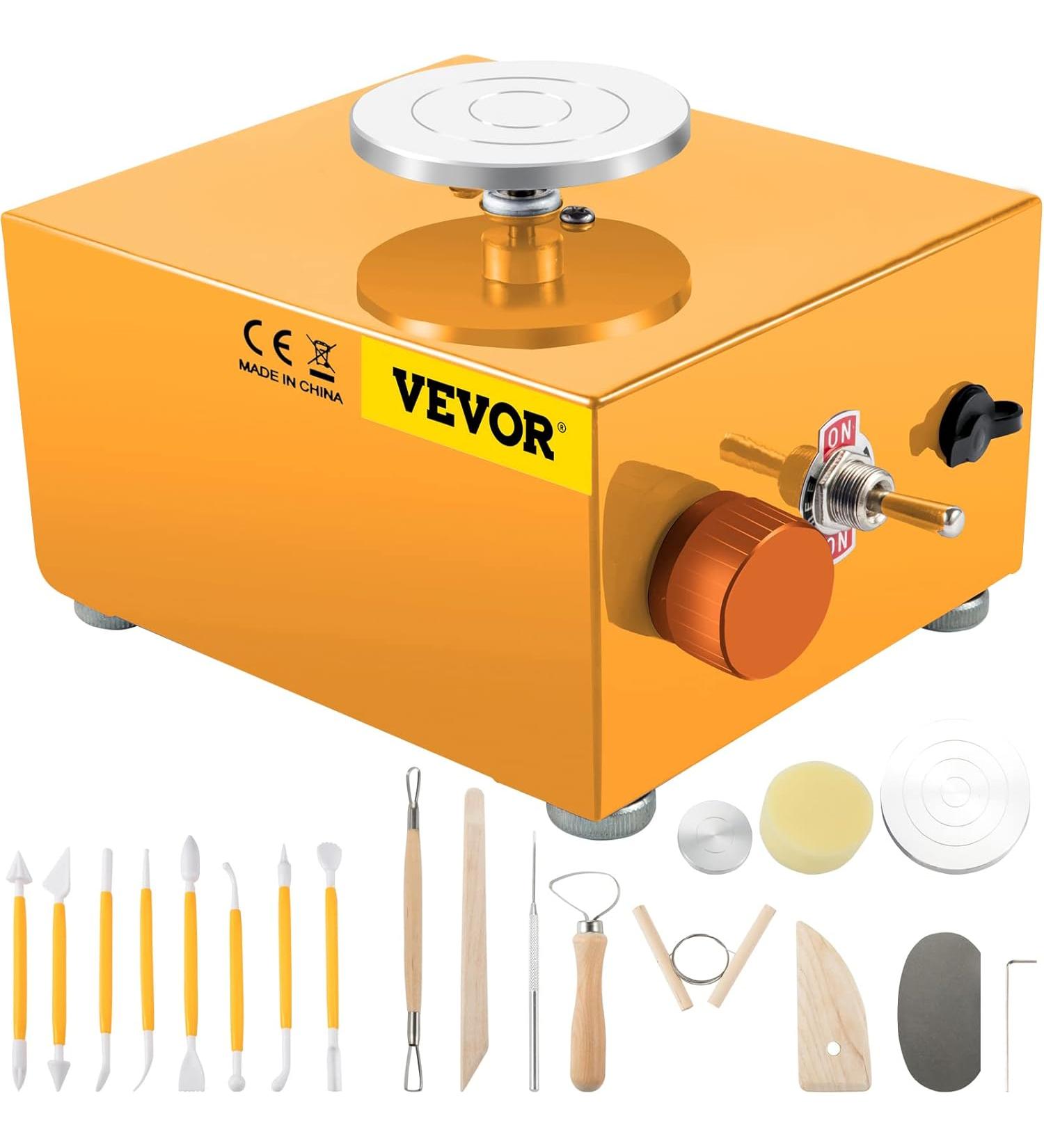 VEVOR 30W Ceramic Wheel Clay Machine | Adjustable Speed Electric Sculpting Kit with Turntables Trays and Tools for Art Craft | Home DIY Yellow - Buy Online on GoSupps.com