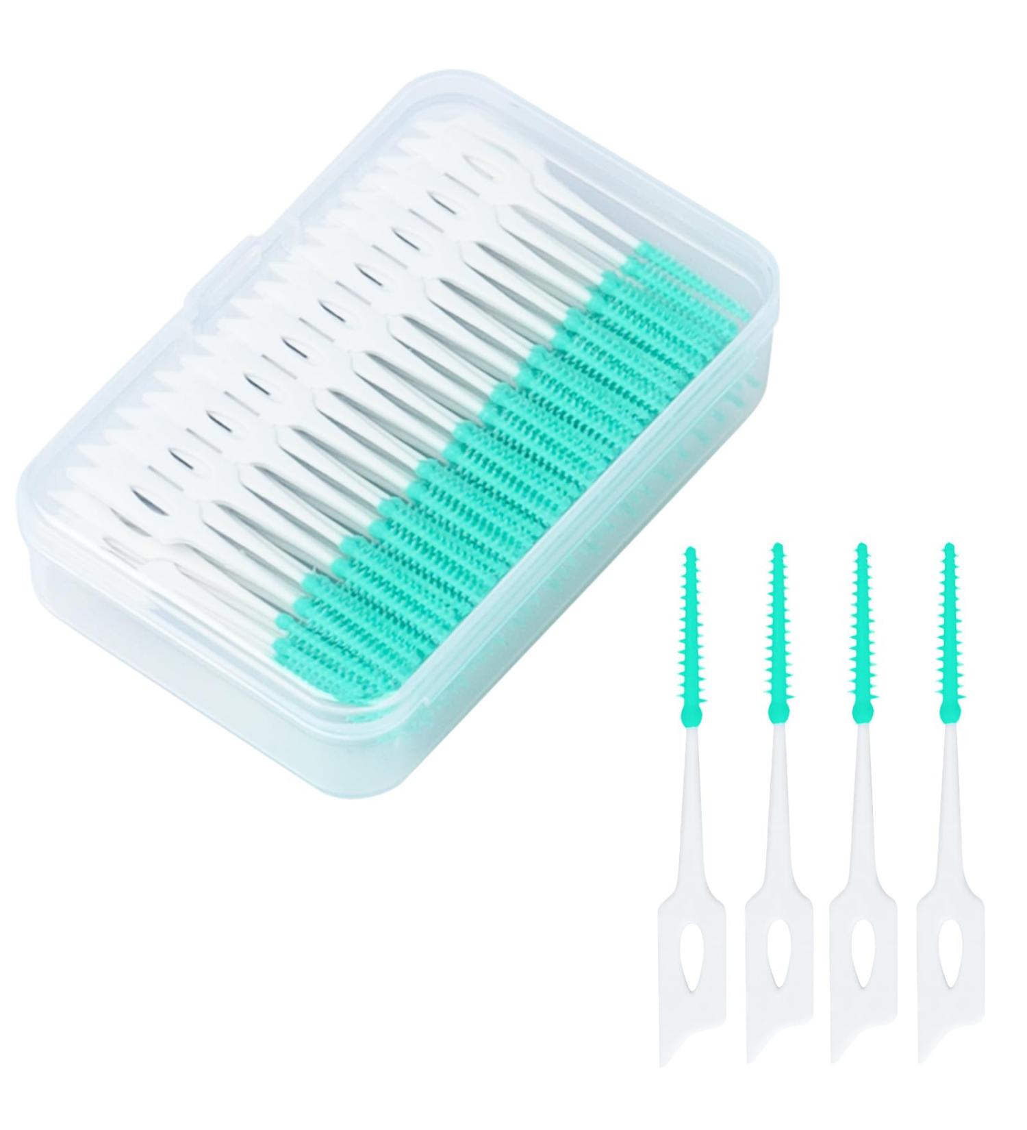200Pcs-Green Interdental Brushes for Oral Care | Silicone Dental Floss Sticks for Teeth Cleaning | Dual-use Interdental Floss Picks for Convenient Travel | Oral Cleaning Supplies - Buy Online on GoSupps.com