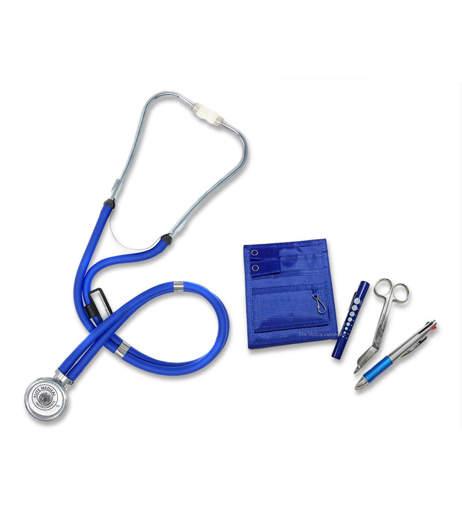 EMI NK-112 Nurse Pocket Organizer Kit & Sprague Rappaport Dual Head Stethoscope Set - 5 Piece Medical Essentials for Nurses - Royal NK-112 - Buy Online on GoSupps.com