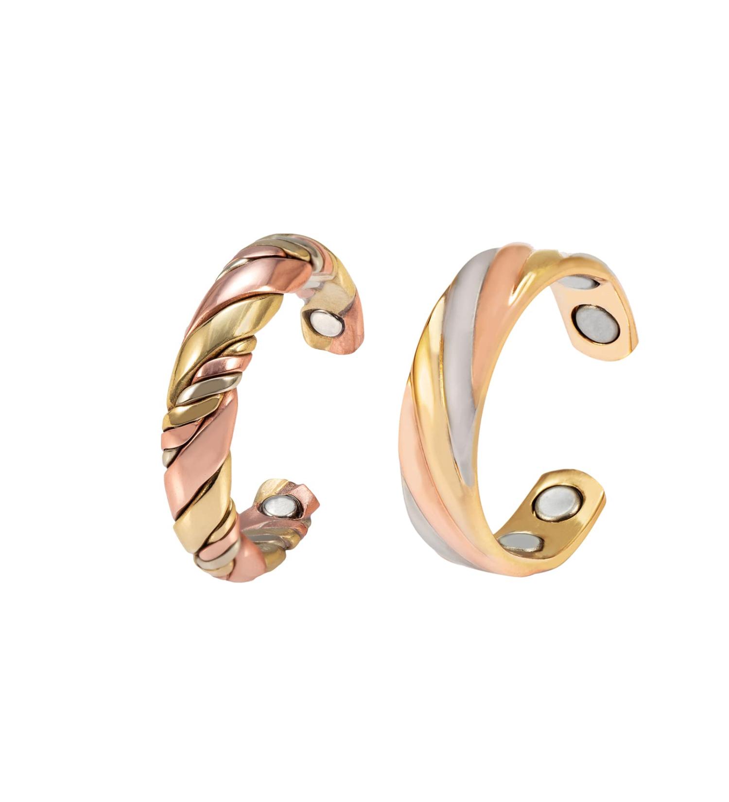 EnerMagiX Tri Tone 3500 Gauss Magnetic Copper Ring for Women/Men | Adjustable Size 99.95% Copper Ring with 4 Magnets | Women's Day Gift (CPR-0131 2029) - Buy Online on GoSupps.com