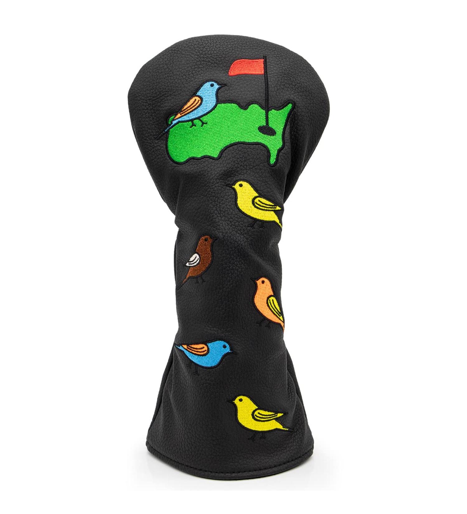 Montela Colorful Birdie Golf Club Head Covers - Driver, Fairway Wood, Hybrid Headcovers - Leather Putter Covers - Black - Buy Online on GoSupps.com