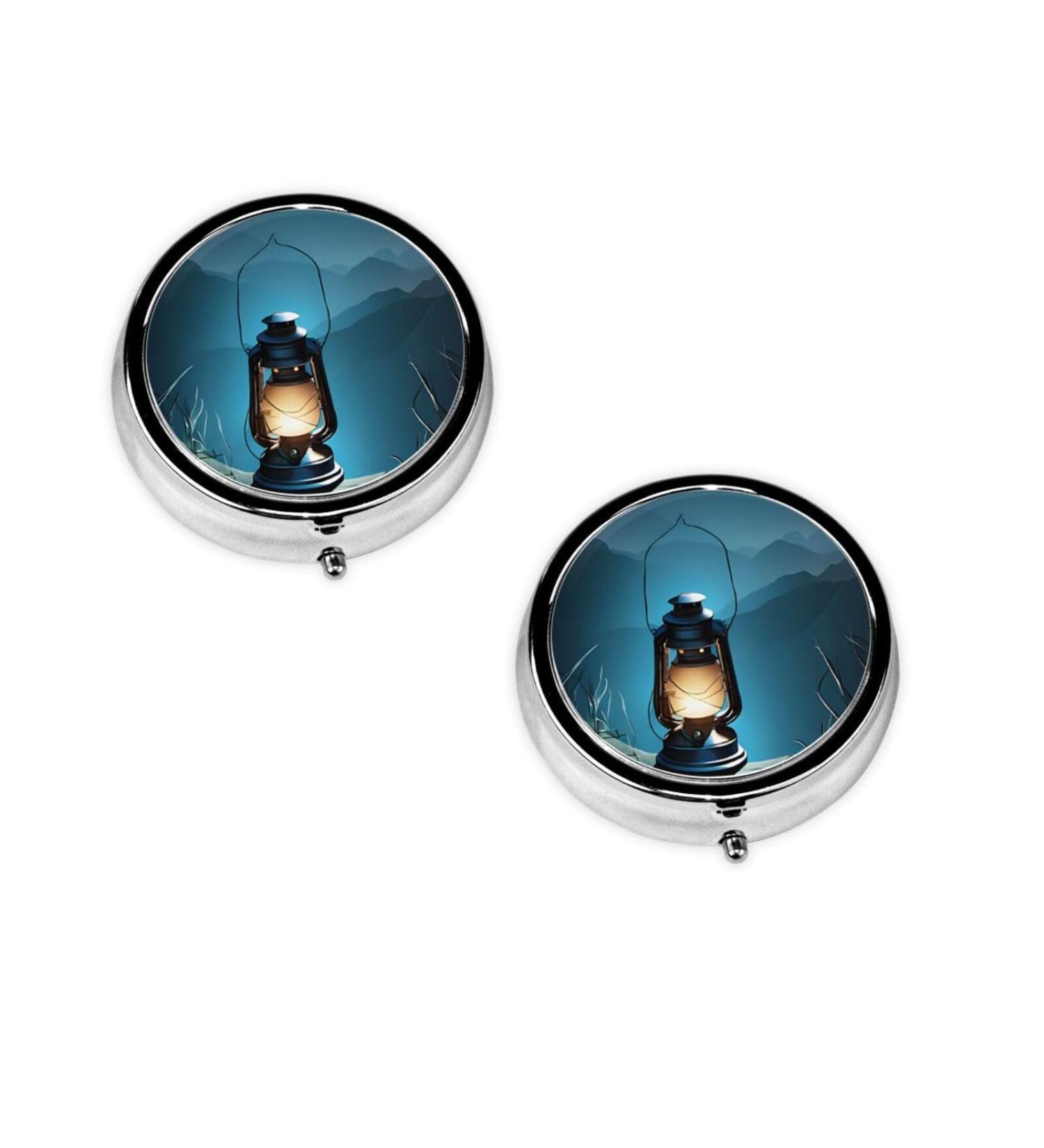 Fireflies & Lantern Mini Round Pill Box | 3 Compartment Travel Organizer | Portable Medicine Case for Home & Office - Buy Online on GoSupps.com