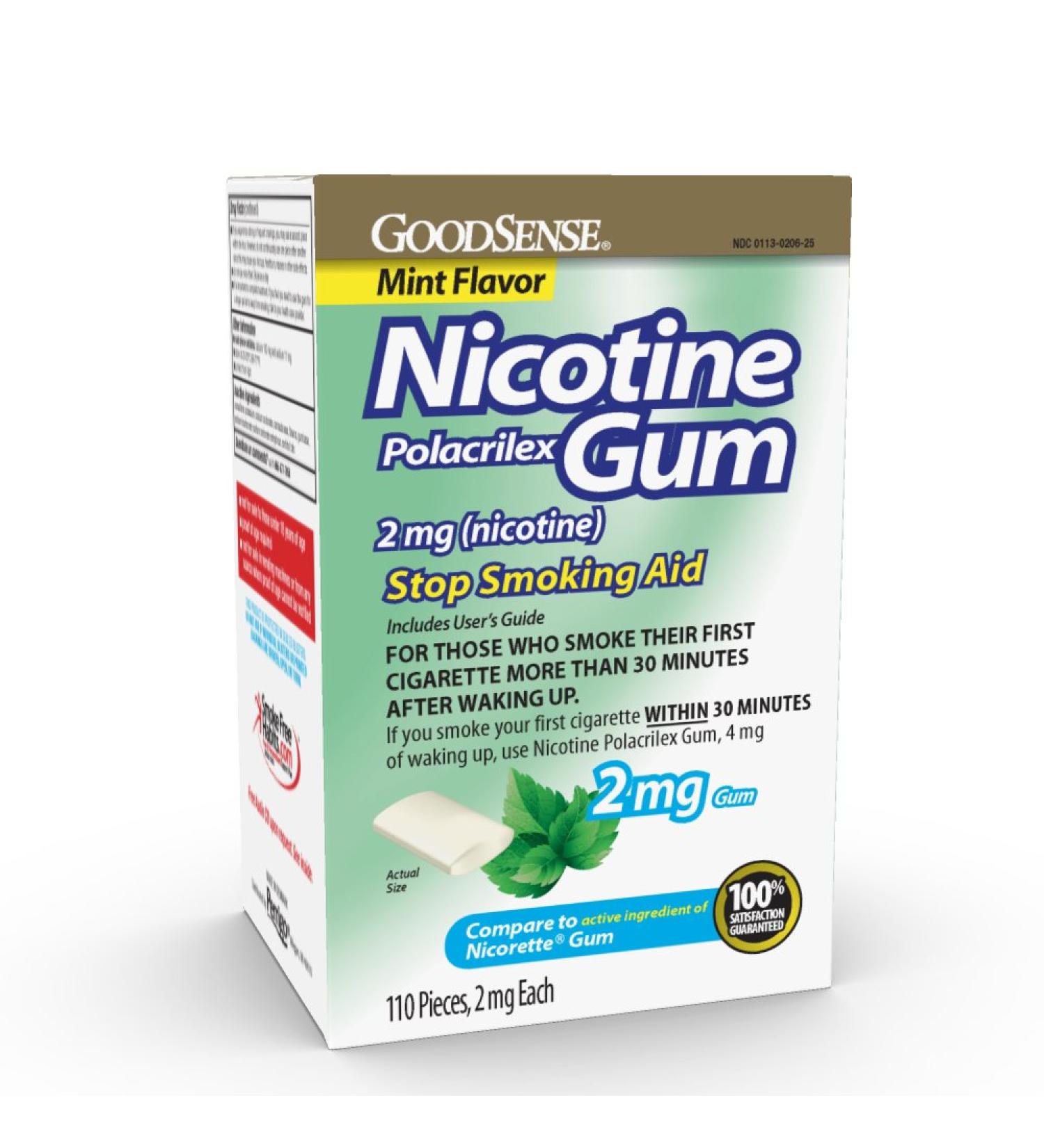 GoodSense Nicotine Polacrilex 2 mg Mint Flavor Gum - 110 Count Stop Smoking Aid - Buy Online on GoSupps.com