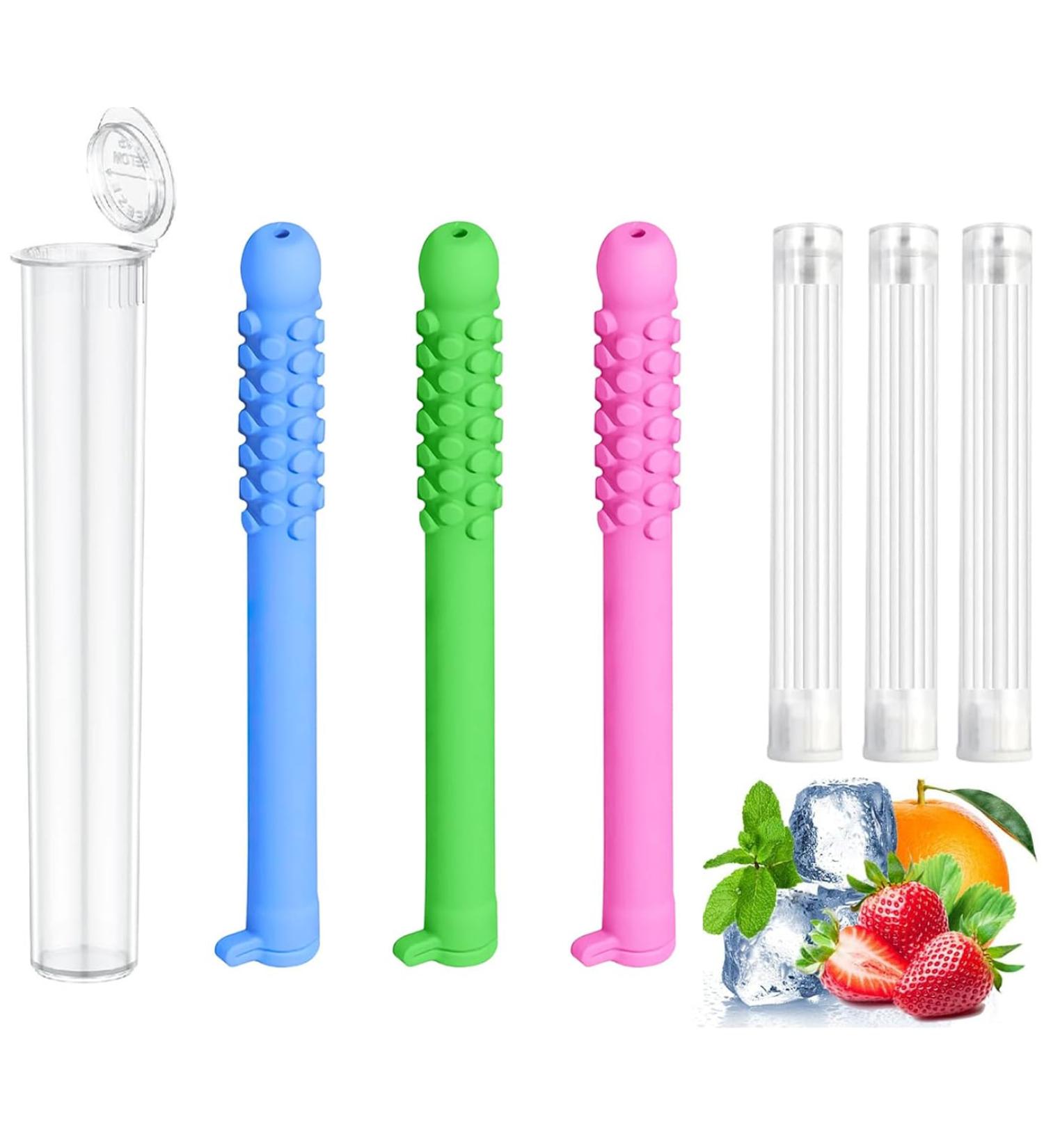 MINPO Chewable Essential Oil Breath Stick AromaticChewable Sticks with Essential Oil Reusable Food-Grade Silicone Stress Relief Tool with 12 Replacement Cores(3pcs) - Buy Online on GoSupps.com