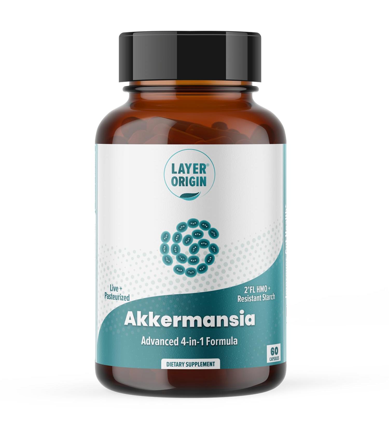 Layer Origin Akkermansia muciniphila Probiotic, Live + Pasteurized Akkermansia with PureHMO Prebiotic, Validated Strain, Updated 4-in-1 Formula - Buy Online on GoSupps.com