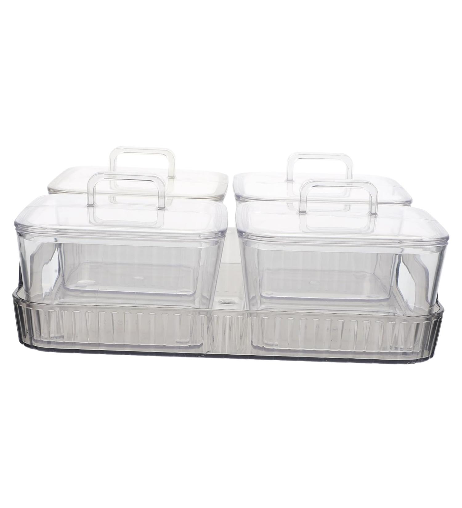 MAGICLULU Cookies Case 1 Set Four Grid Fruit Plate Storage Box Light Luxury Plastic Tray Grey 21X21X8CM - Buy Online on GoSupps.com