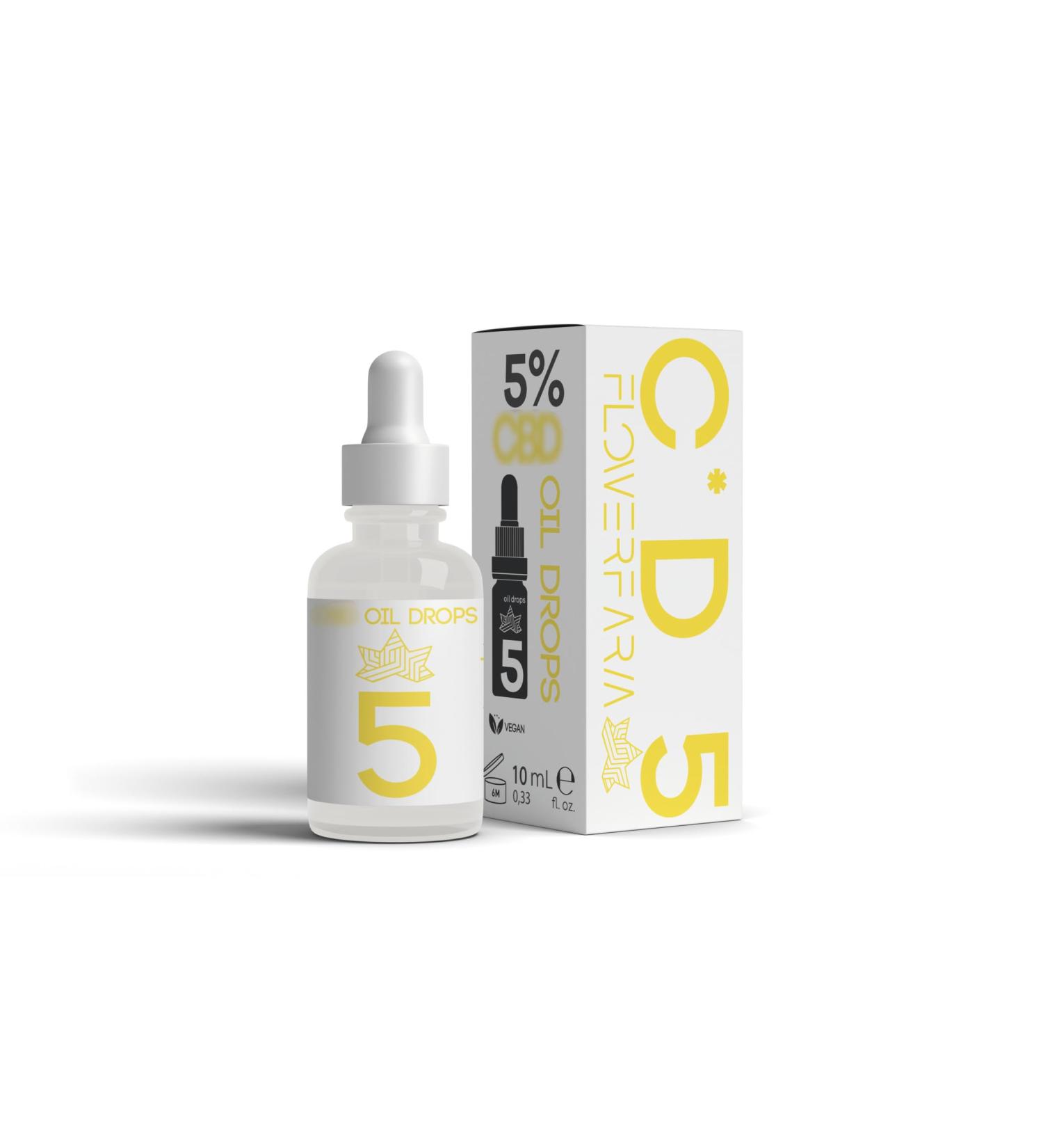 Flower Farm CBD Oil 5% | High Quality CBD Oil 99.93% Pure Natural Oil Based Preservative and GMO Free | Ideal for Anxiety and Stress | Made in Italy 10 ml - Buy Online on GoSupps.com