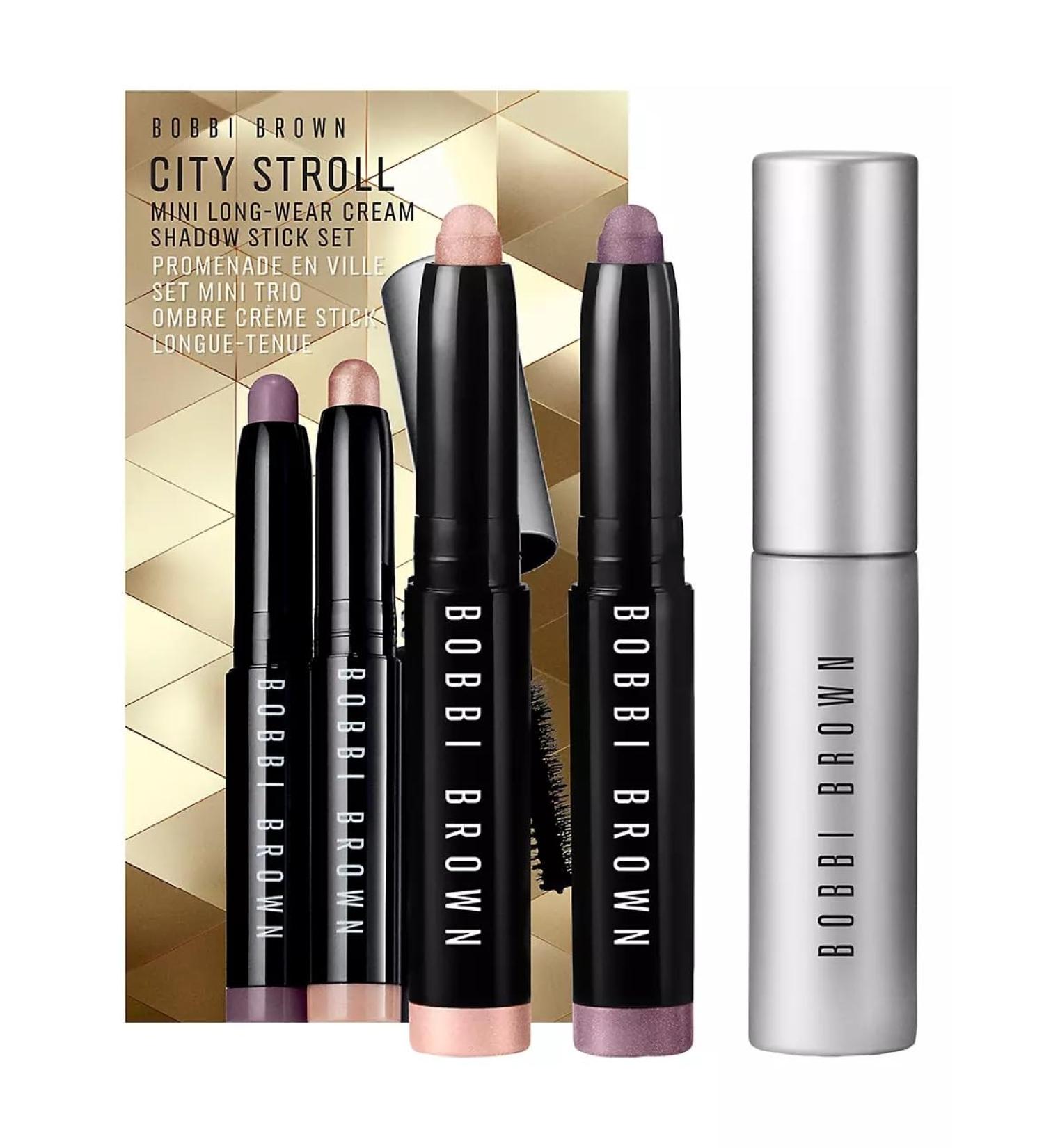 Shop Bobbi Brown City Stroll Mini Long-Wear Cream Shadow Stick Set - Golden Pink & Mauve with Smokey Eye Mascara | International Shipping Available - Buy Online on GoSupps.com