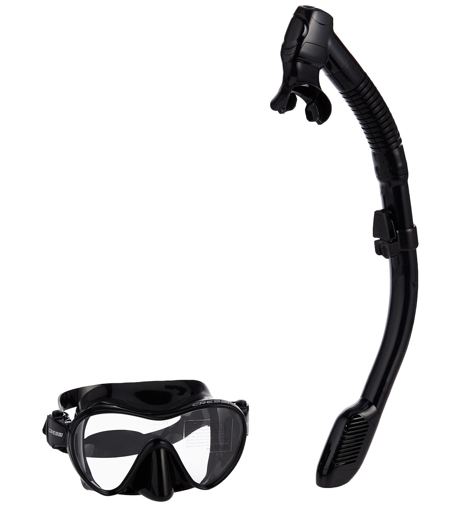 Cressi Scuba Diving Snorkeling Kit - Freediving Mask Dry Snorkel Set - Frameless Supernova Dry Design - Black Mask & Snorkel - One Size - Buy Online on GoSupps.com