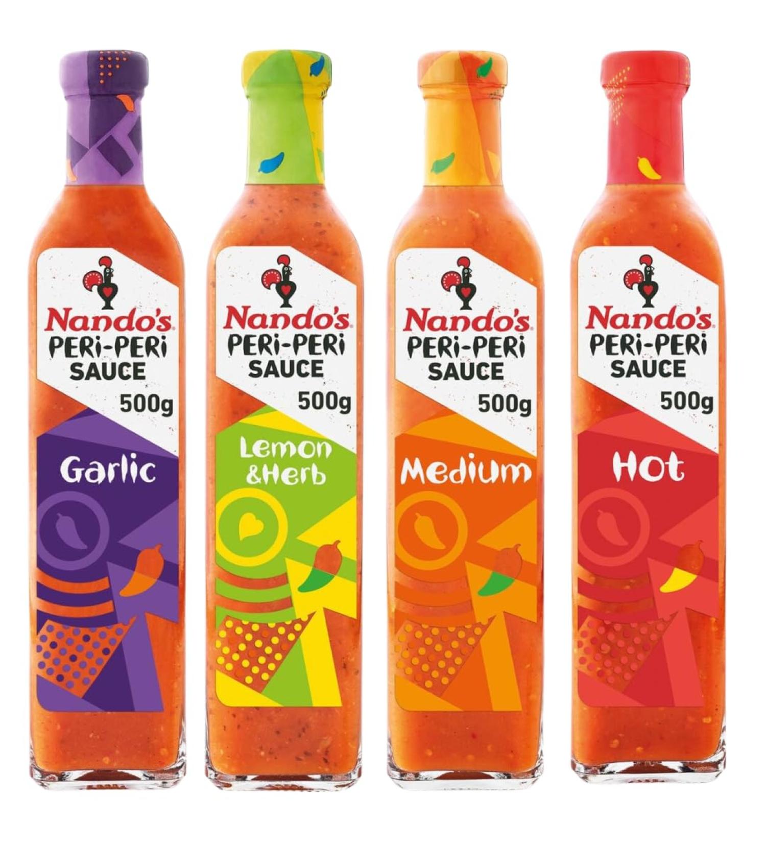Peri Peri Sauce Bundle with Nandos Peri Peri Sauce Lemon & Herb Garlic Medium & Hot 500g (4 Pack) - Buy Online on GoSupps.com