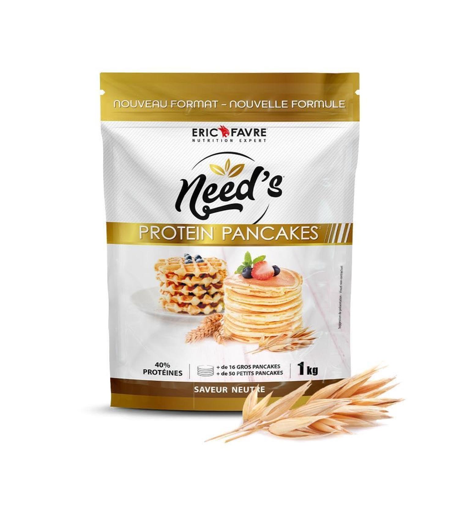 PROTEINE PANCAKE NEED's - Poudre Prot in e pour Pancakes Cr pes Gaufres - P te Pancake Prot ine Riche en Fibres Glucides Faible en Sucre - 1kg - Saveur Neutre - Eric Favre 1kg Naturel - Buy Online on GoSupps.com