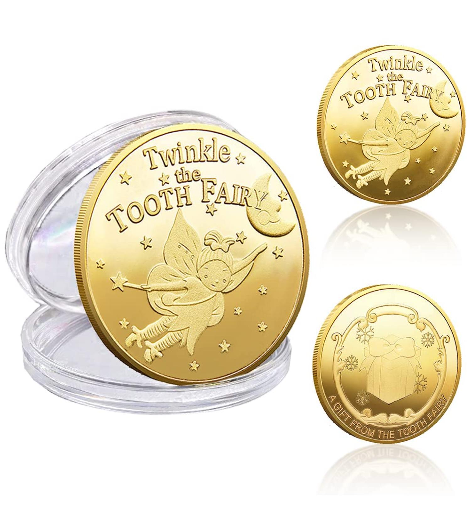 Qxrxn Tooth Fairy Coin Set - Golden Gifts for Kids Ideal Tooth Fairy Ideas for Boys & Girls 2 Piece Memorial Coin for Lost Teeth - Buy Online on GoSupps.com