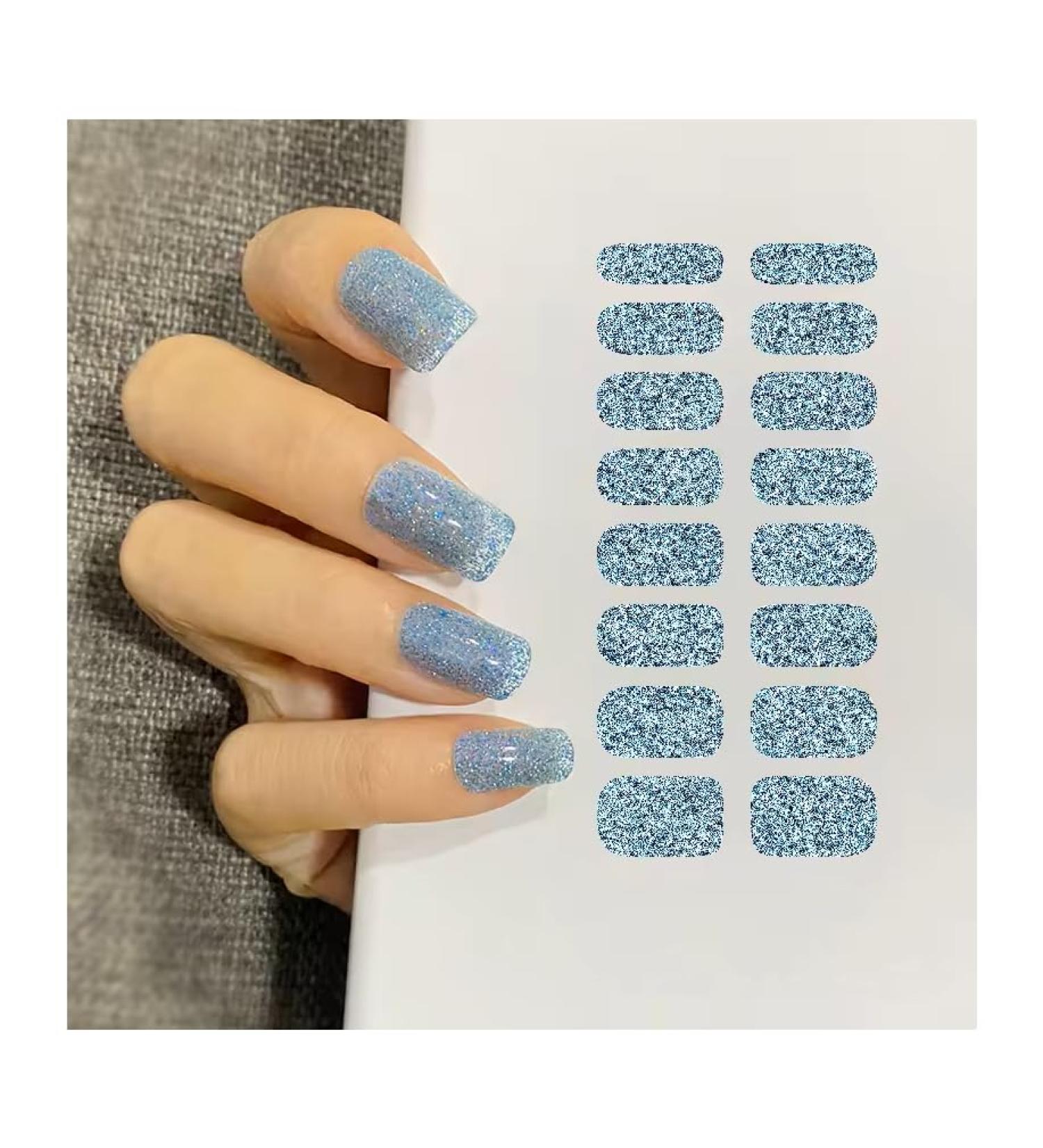 UV Hardening Nail Film - Self-Adhesive Blue Glitter Gel Foils for Perfect Manicure | Buy Quality Geln gel | Fast International Shipping - Buy Online on GoSupps.com