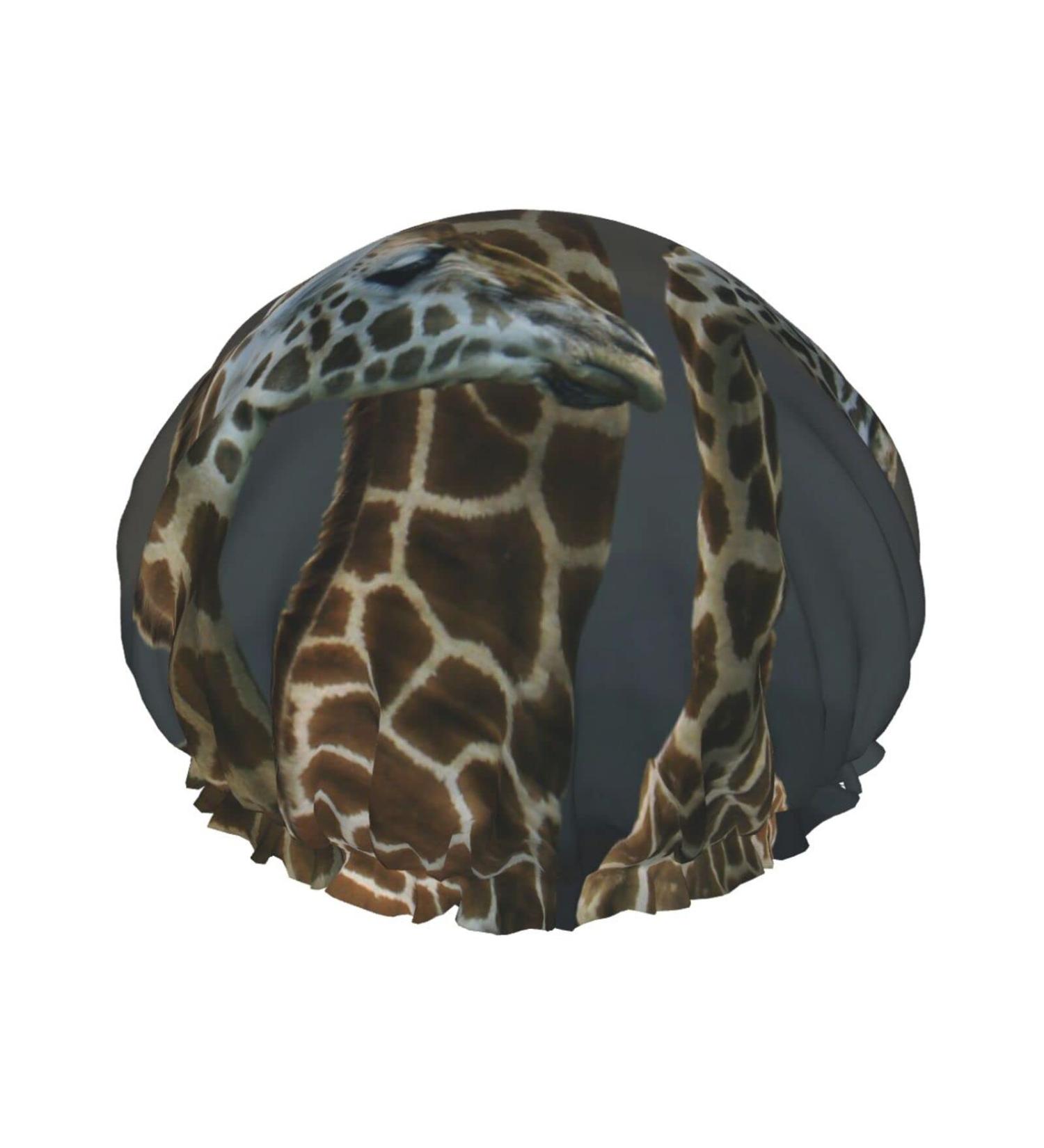 Sunset Giraffe Printed Waterproof Shower Cap | Fits All Sizes & Hair Textures | Women's Bath Cap - Buy Online on GoSupps.com