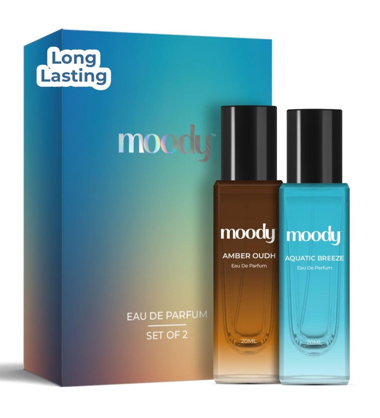 Mood'y Amber Oudh & Aquatic Breeze Combo Perfume Set For Men | Eau De Parfum | Gift Hamper For Men | Perfume Gift Pack | Men Perfume | Long Lasting Upto 8 Hours | Pocket Friendly | Set of 2 - Buy Online on GoSupps.com