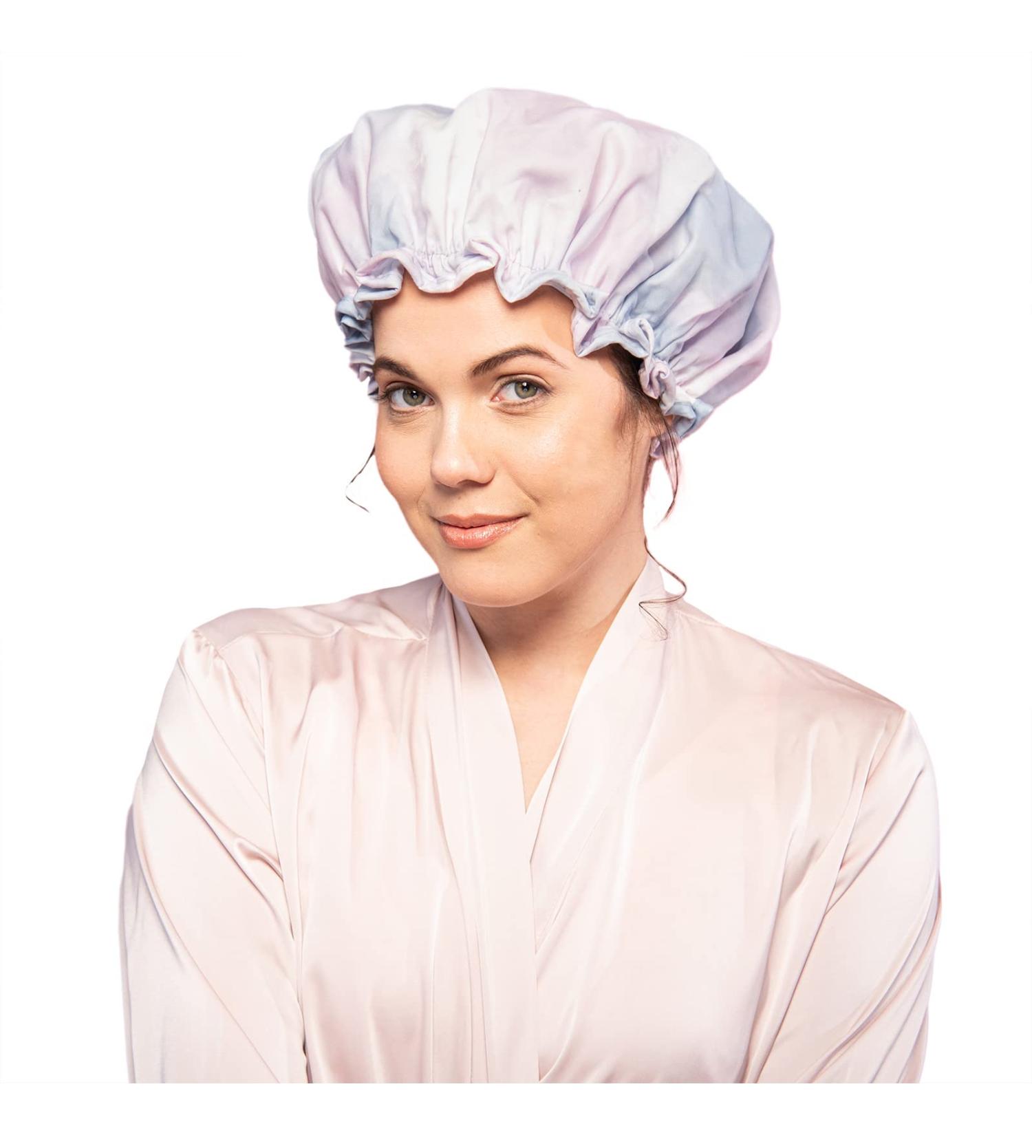KISMETICS Large Reusable Shower Cap - Double Layer Waterproof Lining - Ruffle Trim - Purple Tiedye - Ideal for All Hair Lengths - Buy Online on GoSupps.com