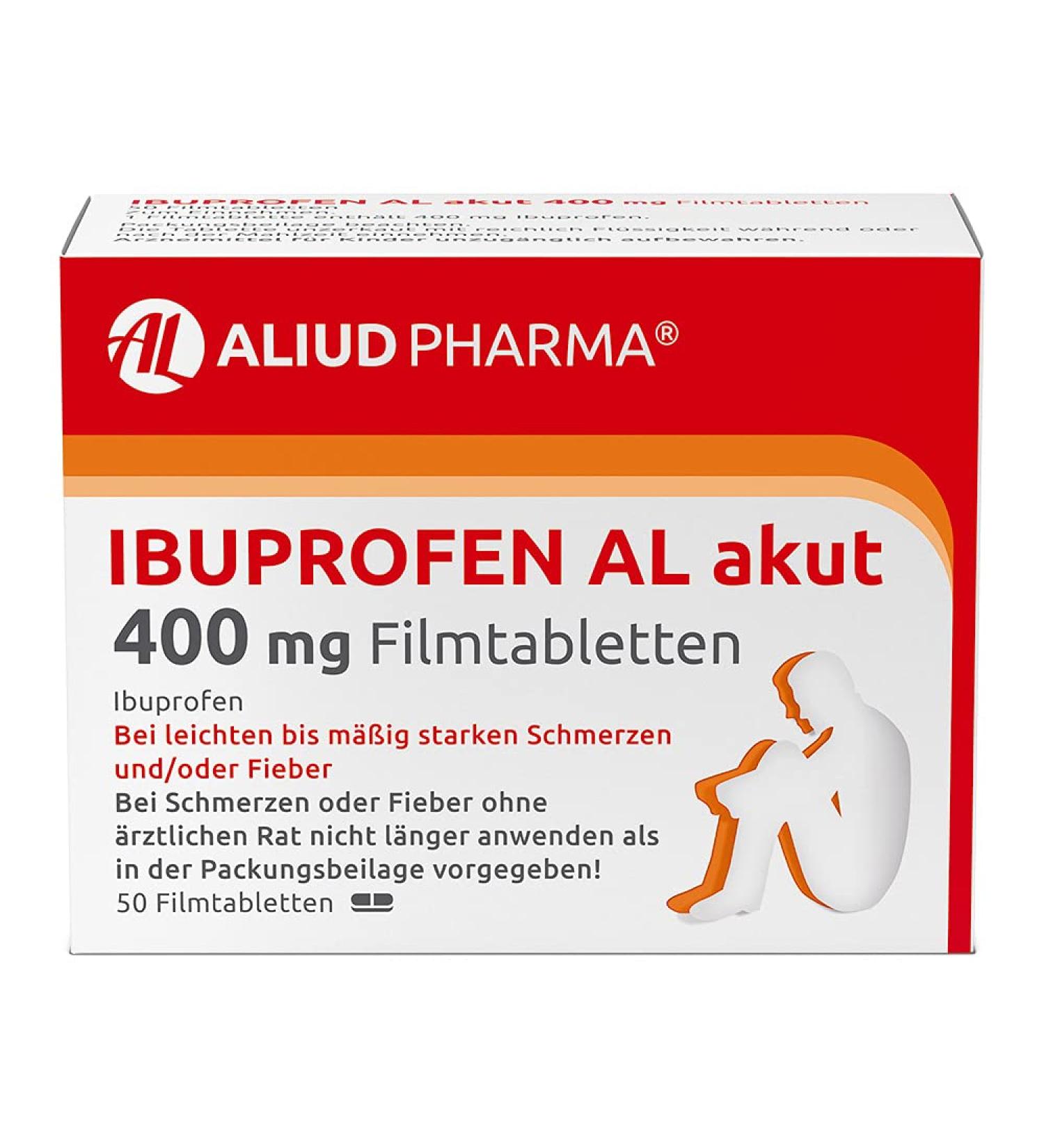 ALIUD PHARMA Ibuprofen AL Acute 400 mg - 50 Film-Coated Tablets for Mild to Moderate Pain & Fever | Fast International Shipping - Buy Online on GoSupps.com