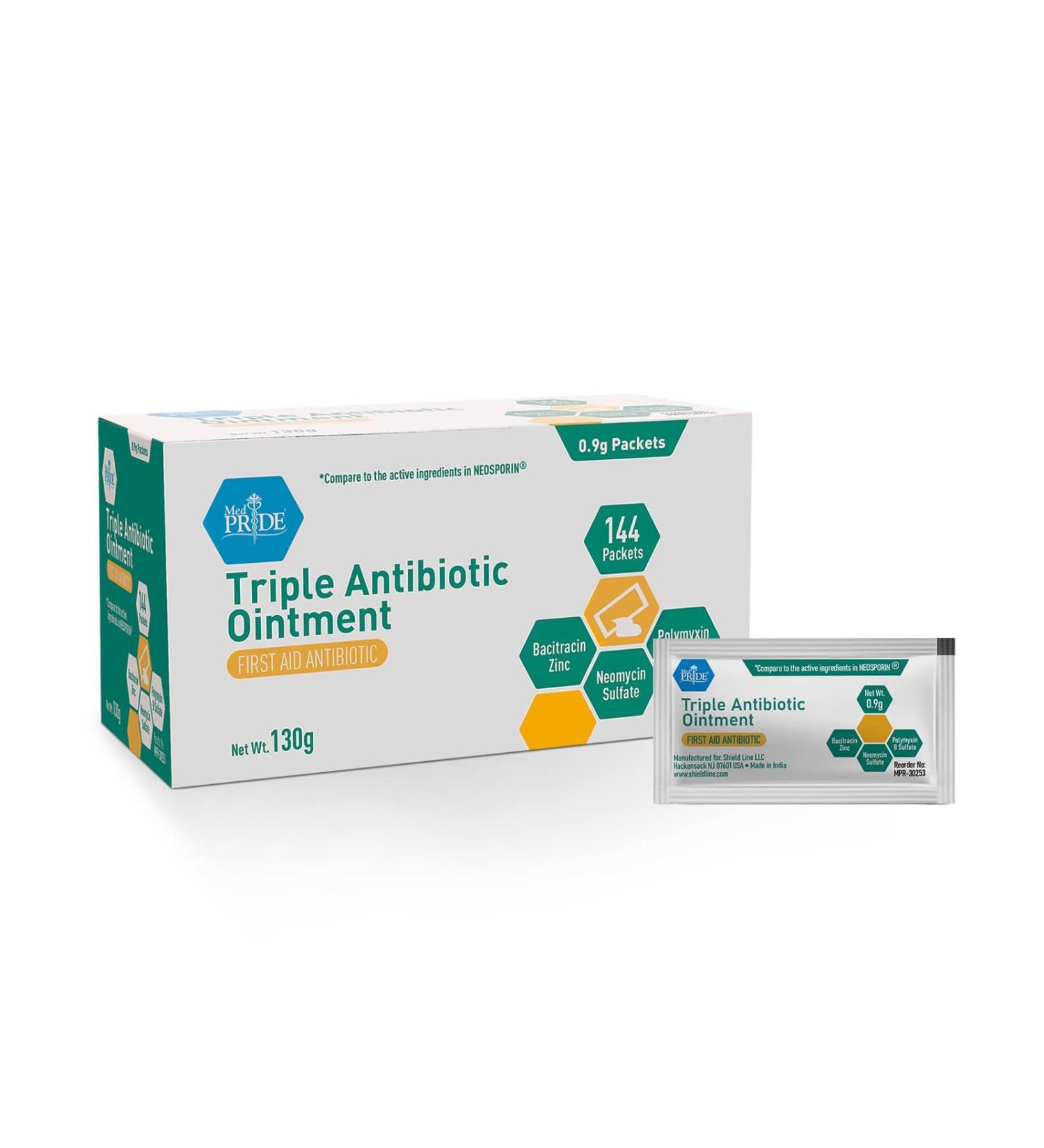 MED PRIDE Triple Antibiotic Ointment 144 Packets - First Aid Antibiotic Cream with Pain Relief for Burns, Scrapes, Cuts - Travel-Size Wound Care Ointment - Buy Online on GoSupps.com