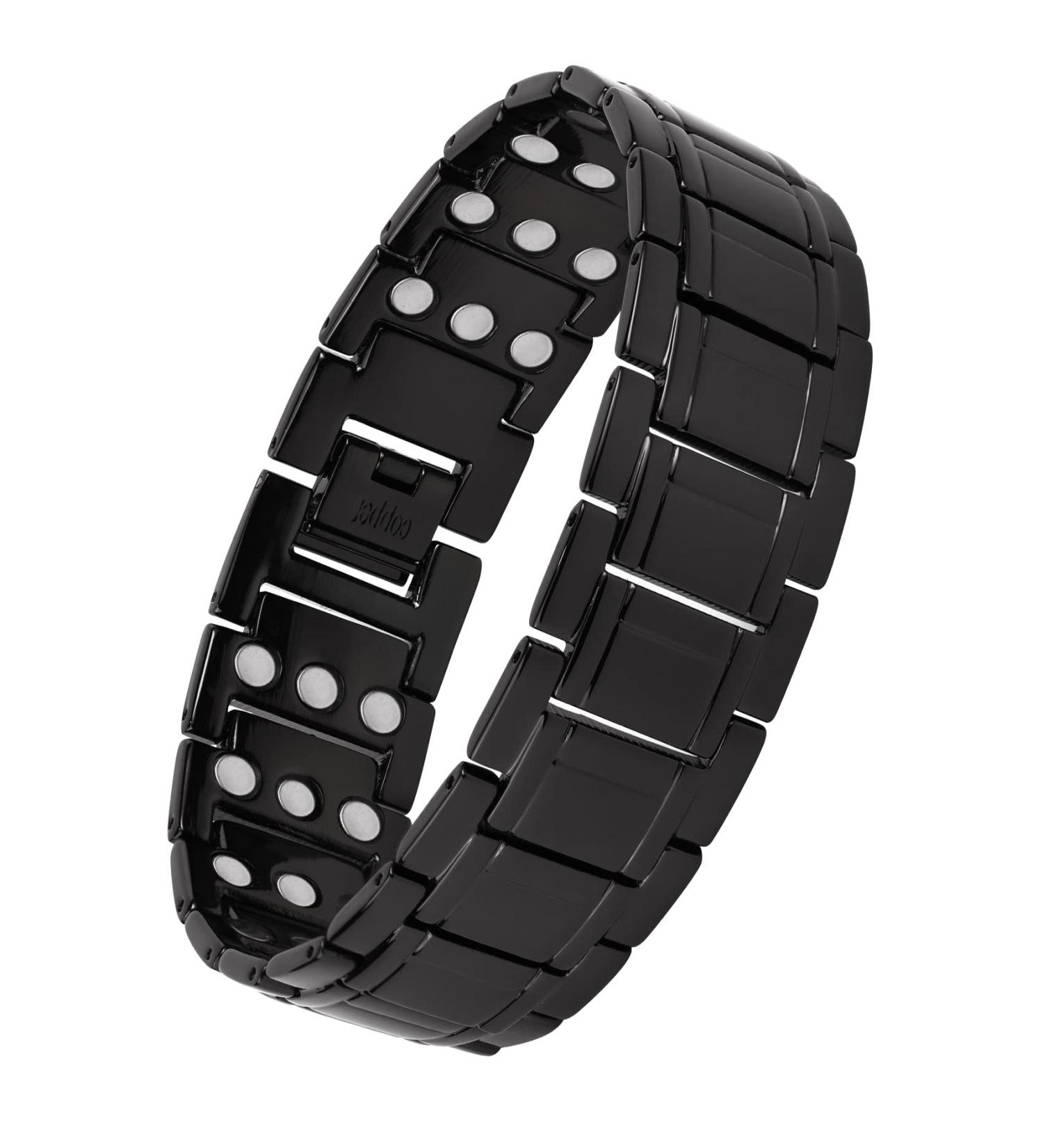 Jeracol 99.99% Solid Copper Magnetic Bracelet for Men | 3X Ultra Strength Magnets (3500 Gauss) | Adjustable Size | Jewelry Gift Box | Black - Buy Online on GoSupps.com