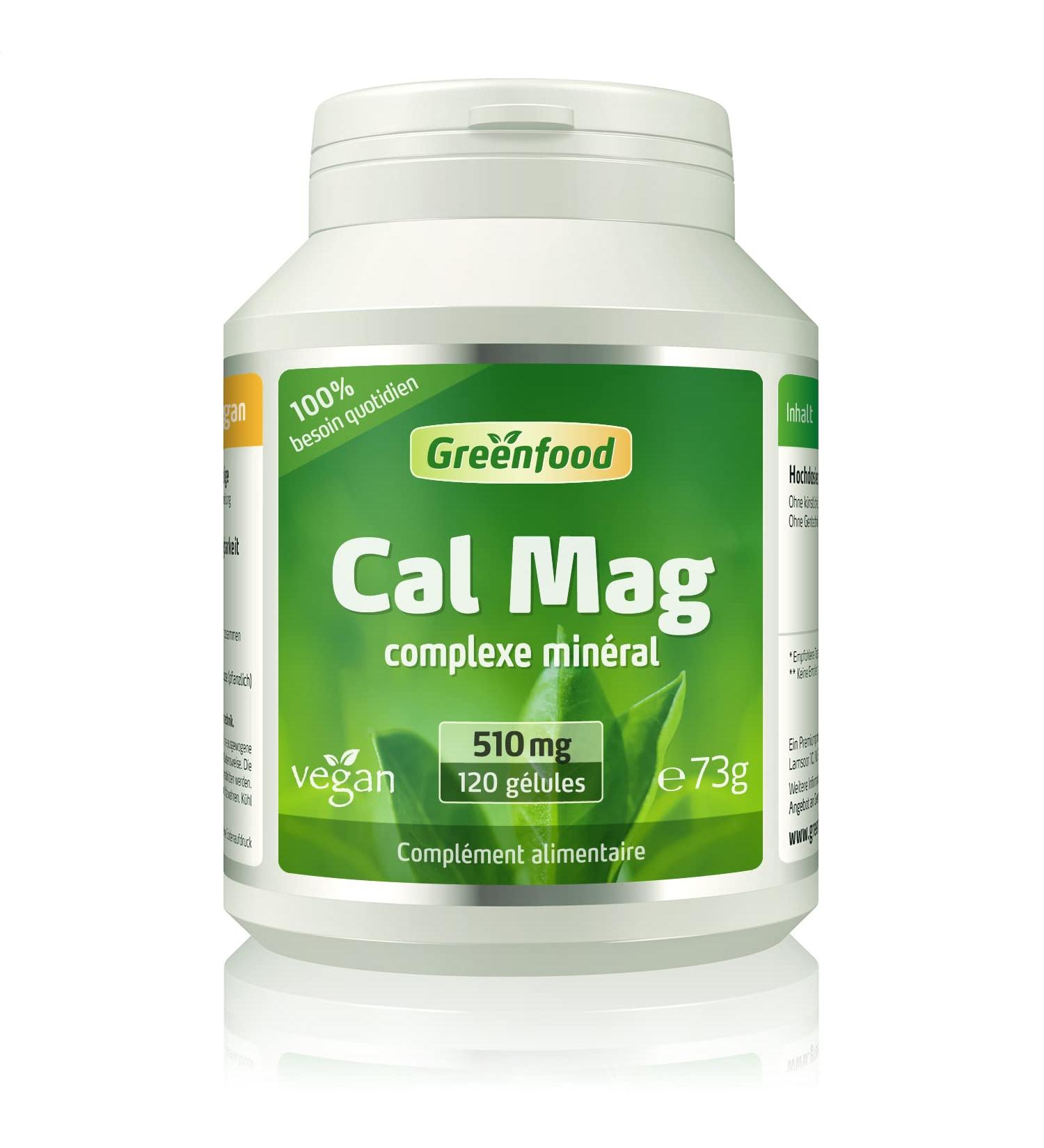 Greenfood Calcium + Magnesium 510 mg - highest bioavailability in the ideal ratio 2:1 (calcium/magnesium). No artificial additives. No genetic engineering. Vegan. - Buy Online on GoSupps.com