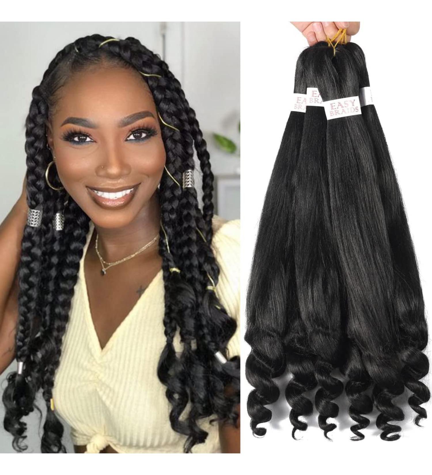 Goddesty French Curly Braiding Hair 22 Inch 6 Pack - Natural Black Pre Stretched Easy Crochet Braids - Hot Water Setting Soft Yaki Straight Hair for Professional Braiding - Buy Online on GoSupps.com
