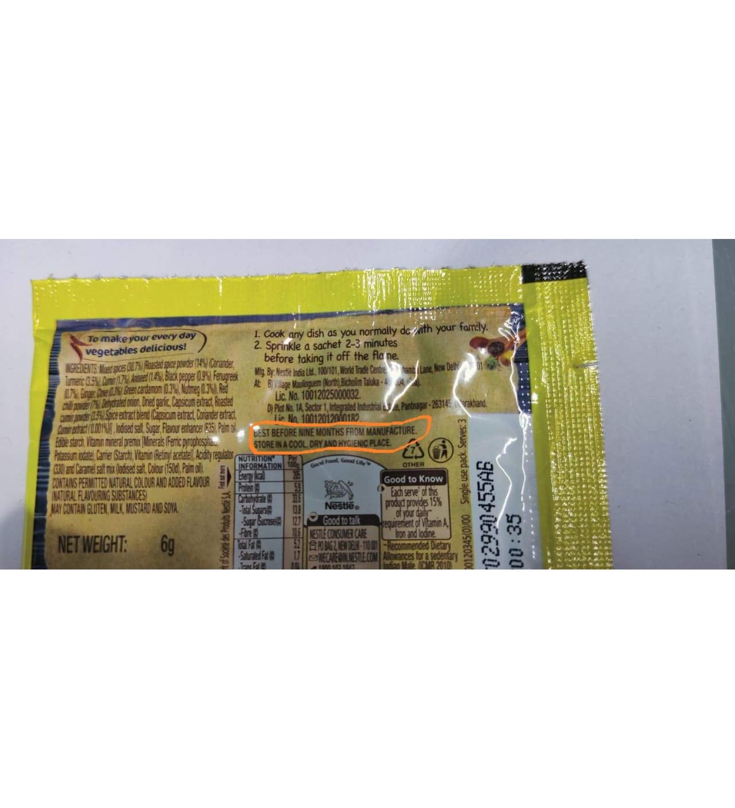 12 Sachet Maggi Masala a Magic the First Ever Fortified Taste Enhancer Taste of Indian Food Seasonings 6g X 12 72 Gm