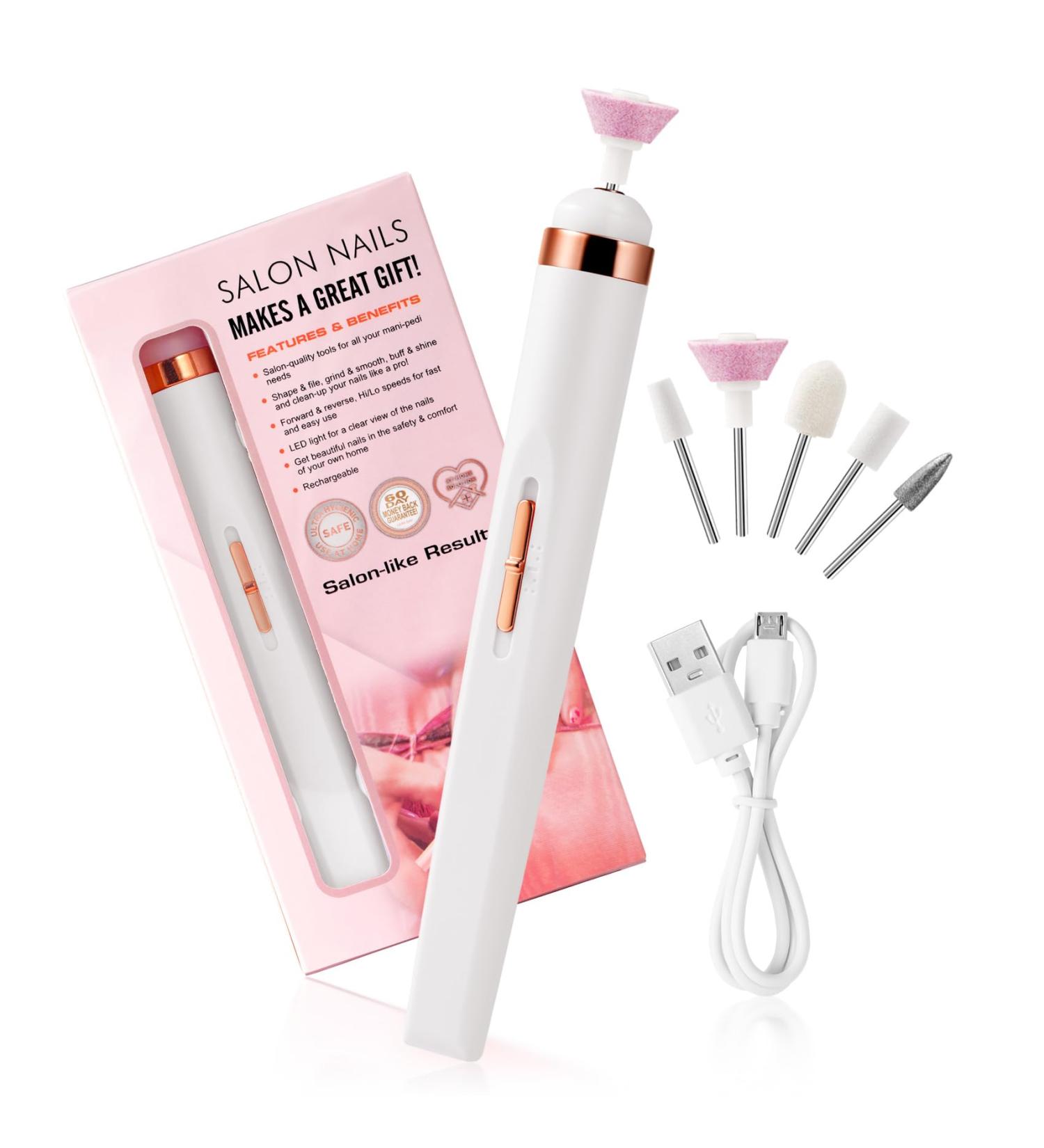 Keilend Electric Nail Drills USB Rechargeable Nail Files with 12000 RPM Portable Manicure Pedicure Kits with Portable Manicure Pedicure with 5 Drill Bits for Nail Salon & Home DIY - Buy Online on GoSupps.com