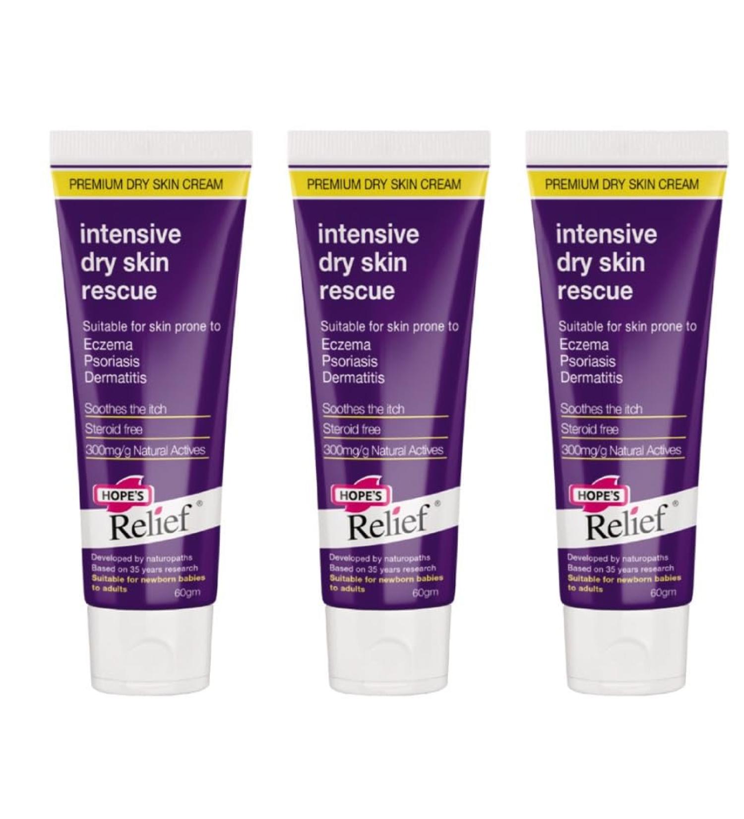 Hope's Relief Natural Intensive Dry Skin Cream for Face Hands Body Eczema Psoriasis and Dermatitis Ideal for Dry and Irritated Skin 60g (3 Pack) - Buy Online on GoSupps.com