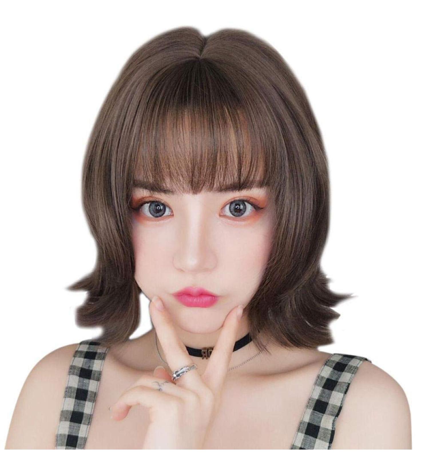 Realistic Short Fluffy Wig for Women - Natural Clavicle Length Hair for Long Faces - BGHJUE - Buy Online on GoSupps.com