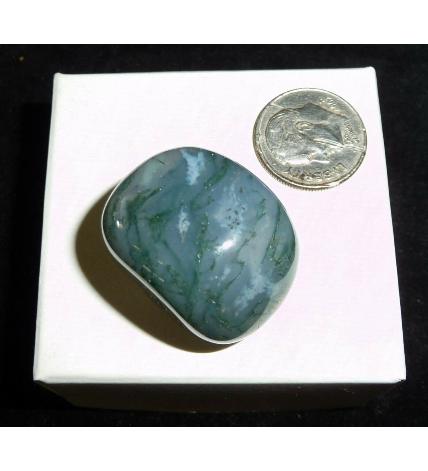 Natural Crystal Rough Decoration Moss Agate TumbledStone Brazil 15 Grams