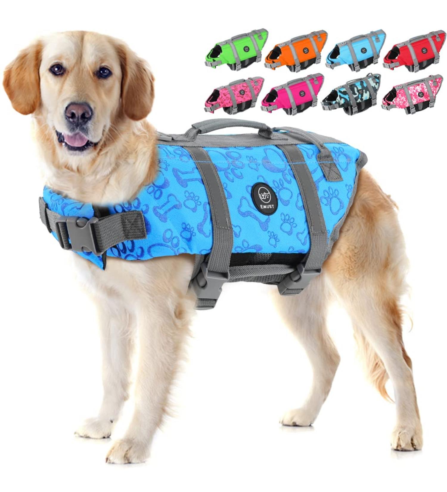 Emust Dog Chimney Reflecting & Adjustable Protective Vest - Improved Buoyancy & Rescue Handle for Swimming - 2XL New Blue - Buy Online on GoSupps.com