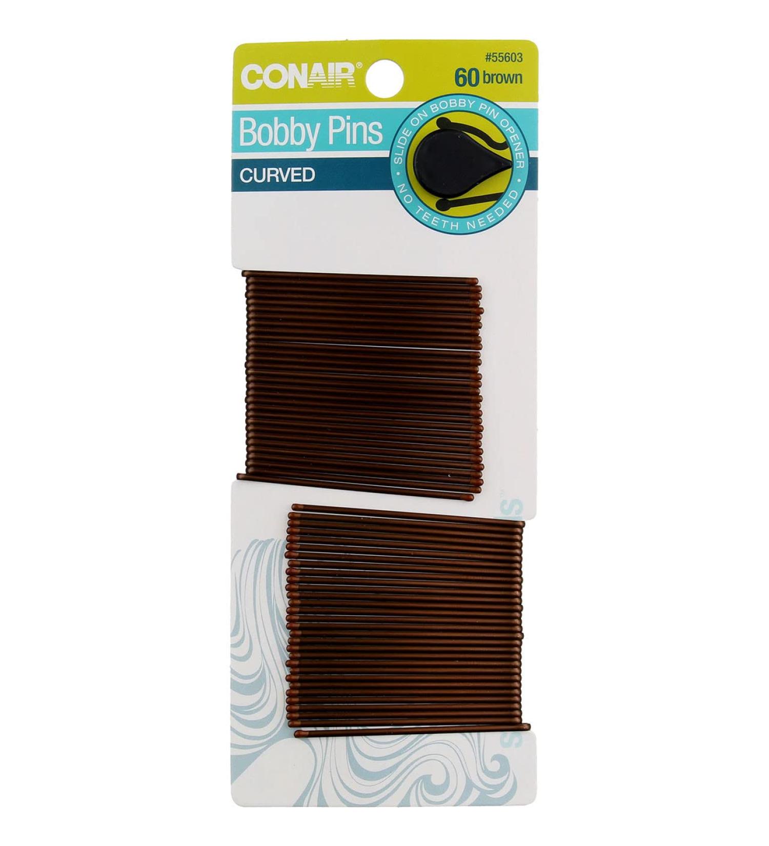 Conair Styling Essentials Curved Brown Bobby Pins - 60 Count (6 Pack) - Buy Online on GoSupps.com