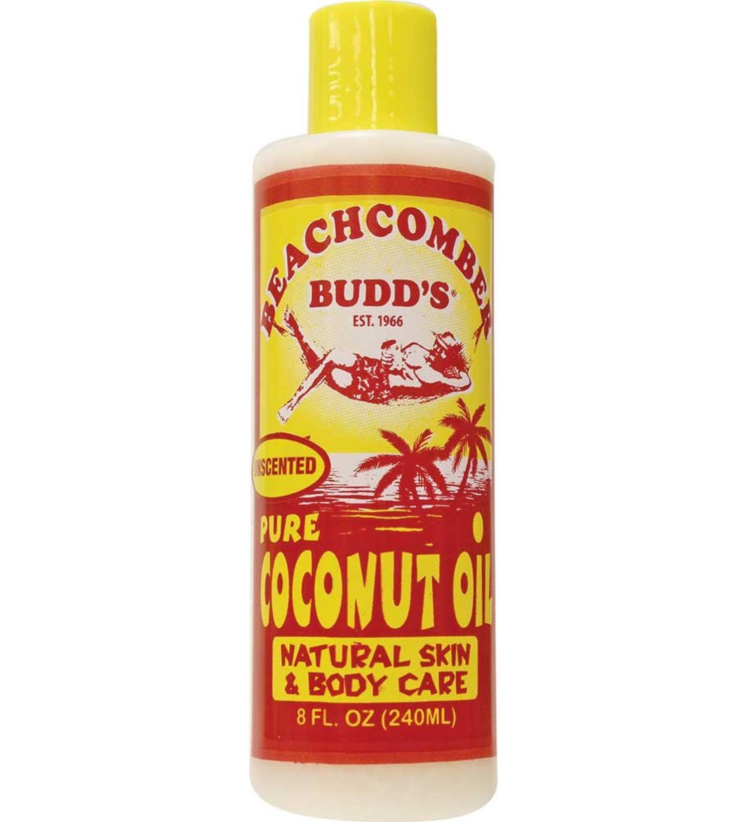 Hawaiian Beachcomber Budd Pure Coconut Oil 8 oz. Unscented 8 Bottles