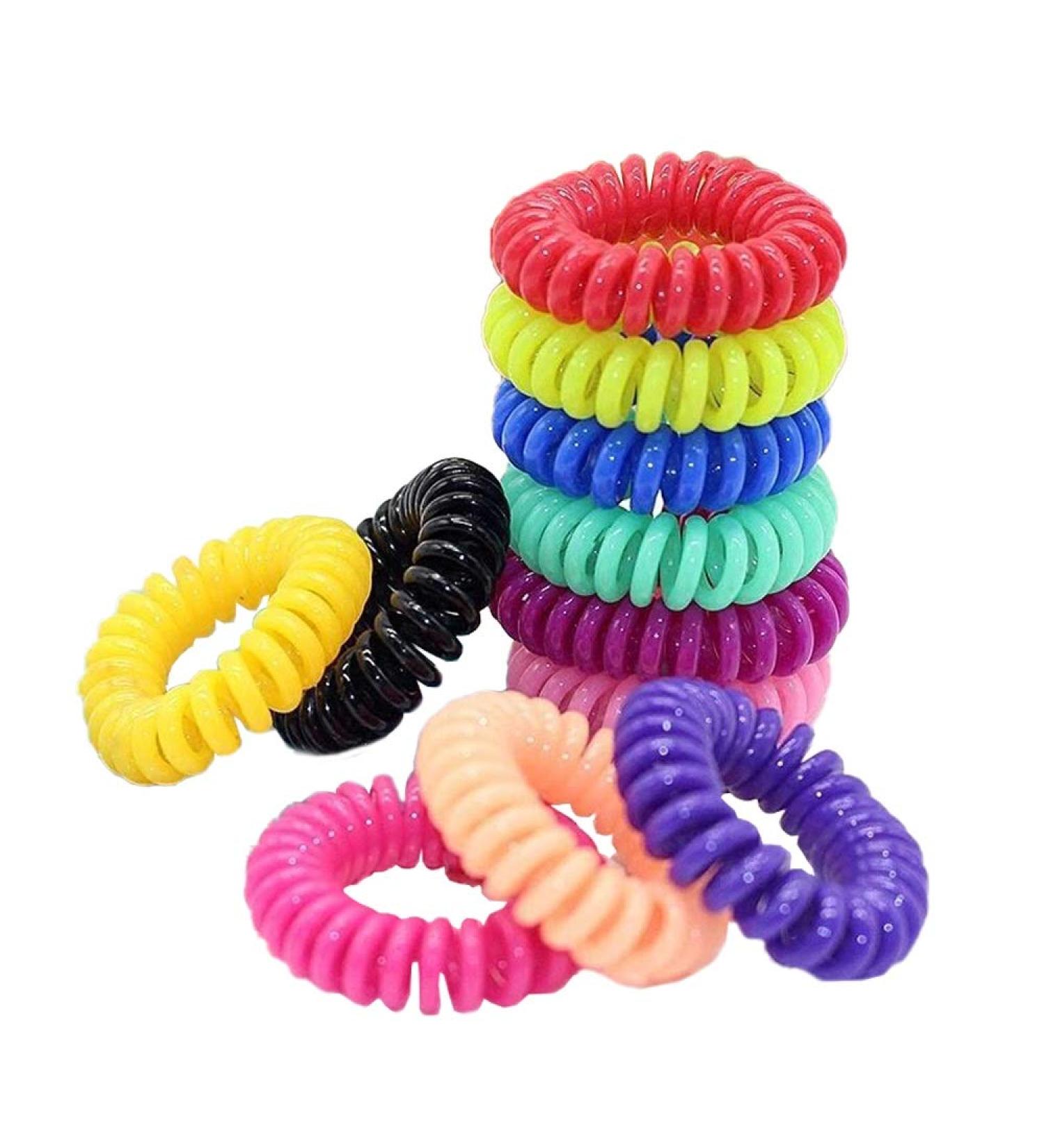 Sacola Spiral Hair Ties - 50 Colorful No-Wrinkle Ponytail Holders | Invisible Hair Ties for Cell Phones - 10 Vibrant Colors - Buy Online on GoSupps.com