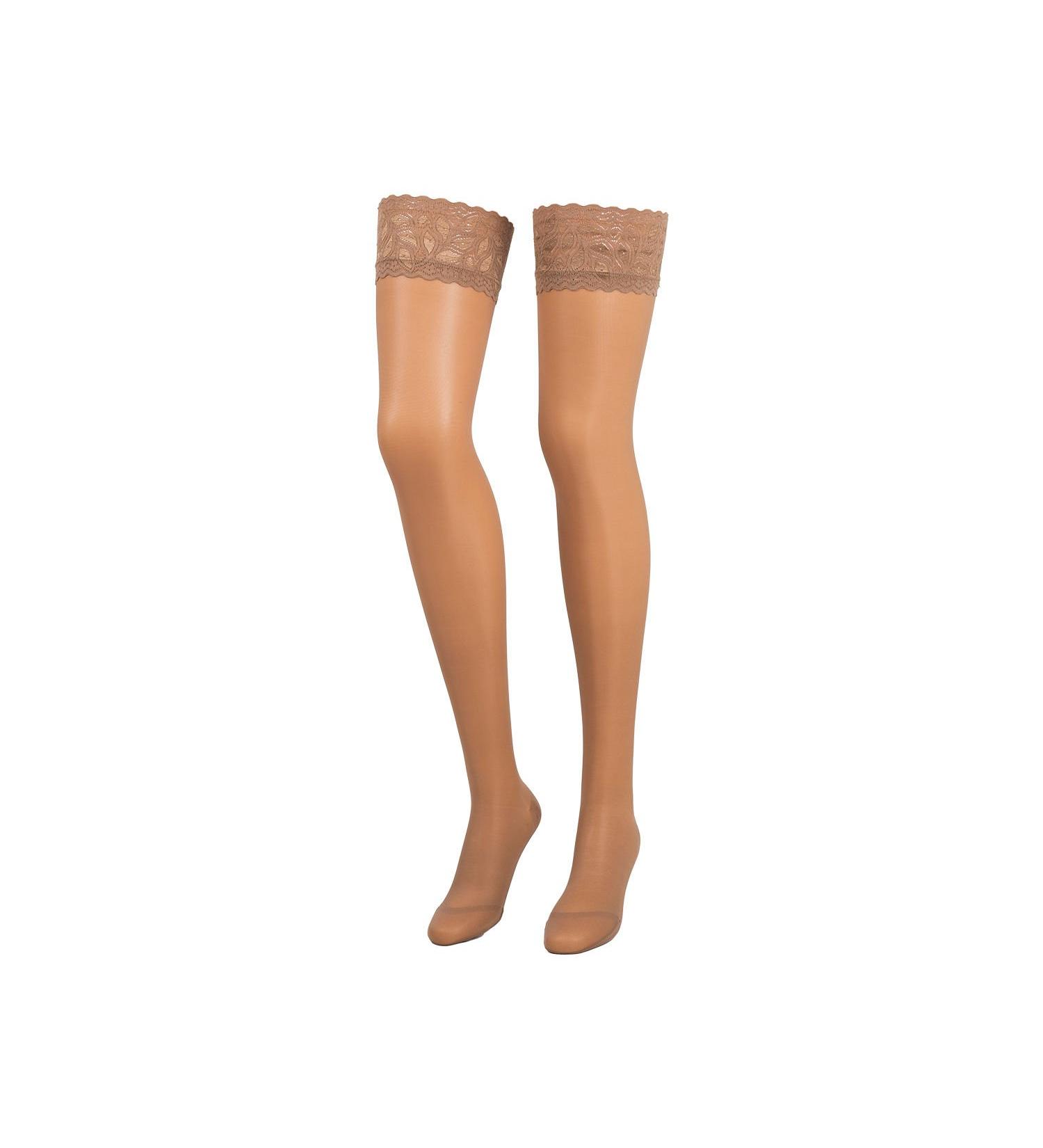 Compressana Calypso 140Den Feinrick Support leg socks with lace ligament - effective support effect with approx. 15-18 mmHg compression (support class 3) - size V - color pearl - 1 pair V - XL - 44-46 pearl