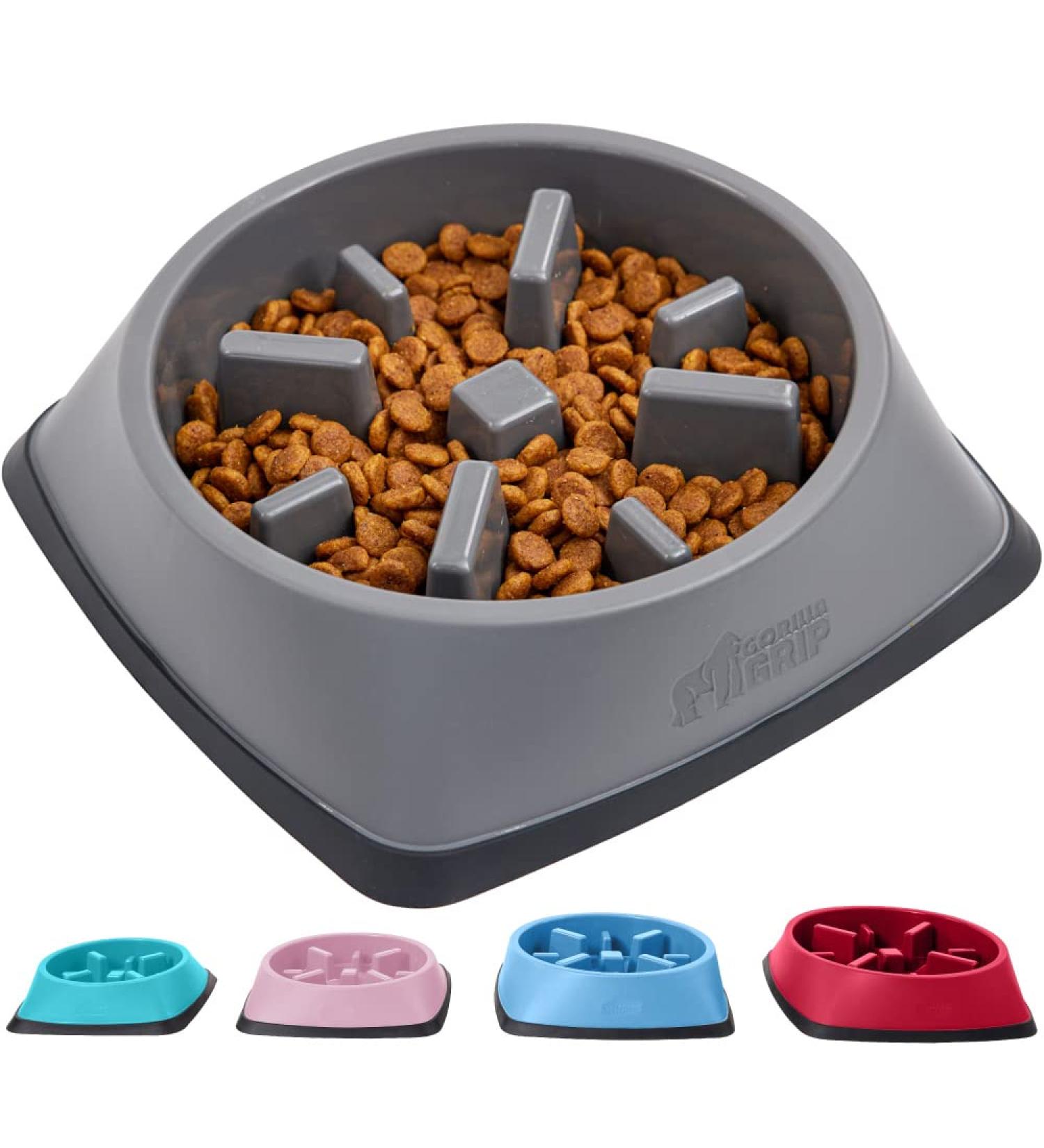 Slip Resistant Slow Feeder Dog Bowl | Improve Pet Digestion | Prevent Overeating | 2 Cup Gray - Buy Online on GoSupps.com